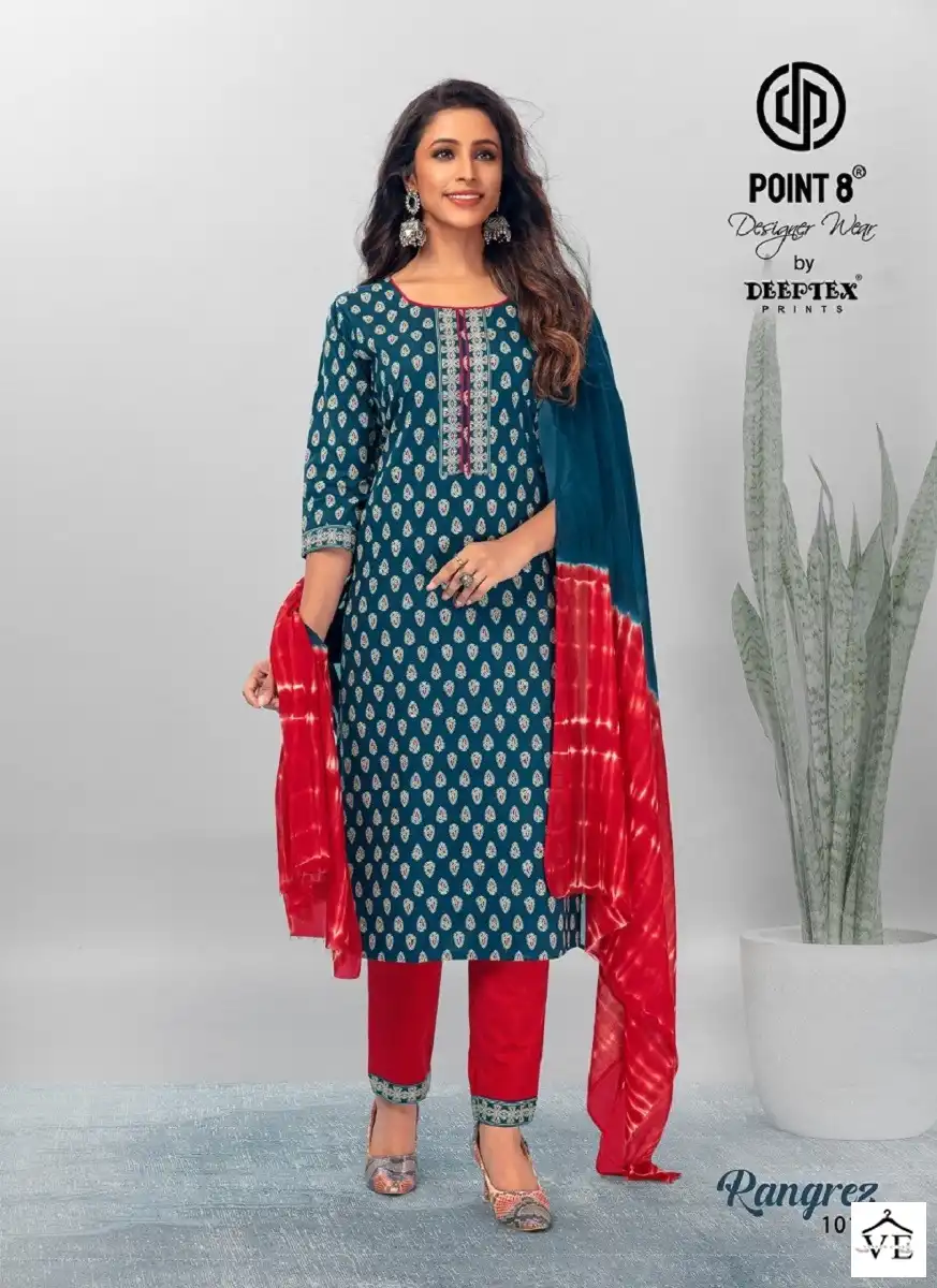 Deeptex Rangrez Vol 1 Heavy Cotton Wholesale Readymade Suits Catalog — Wholesale Salwar Suits, Deeptex wholesale from Surat — view 4