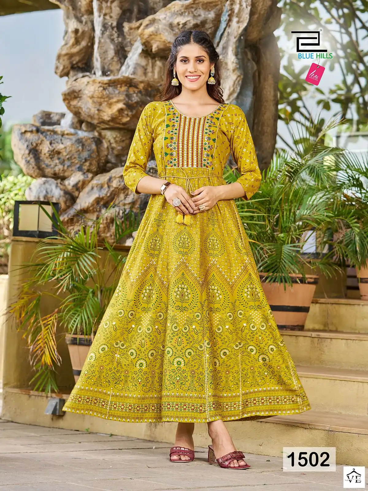 Blue Hills Diwali Night Vol 15 Rayon 14 Kg Wholesale Long Gowns Catalog — Wholesale Kurtis, Blue Hills wholesale from Surat — view 2