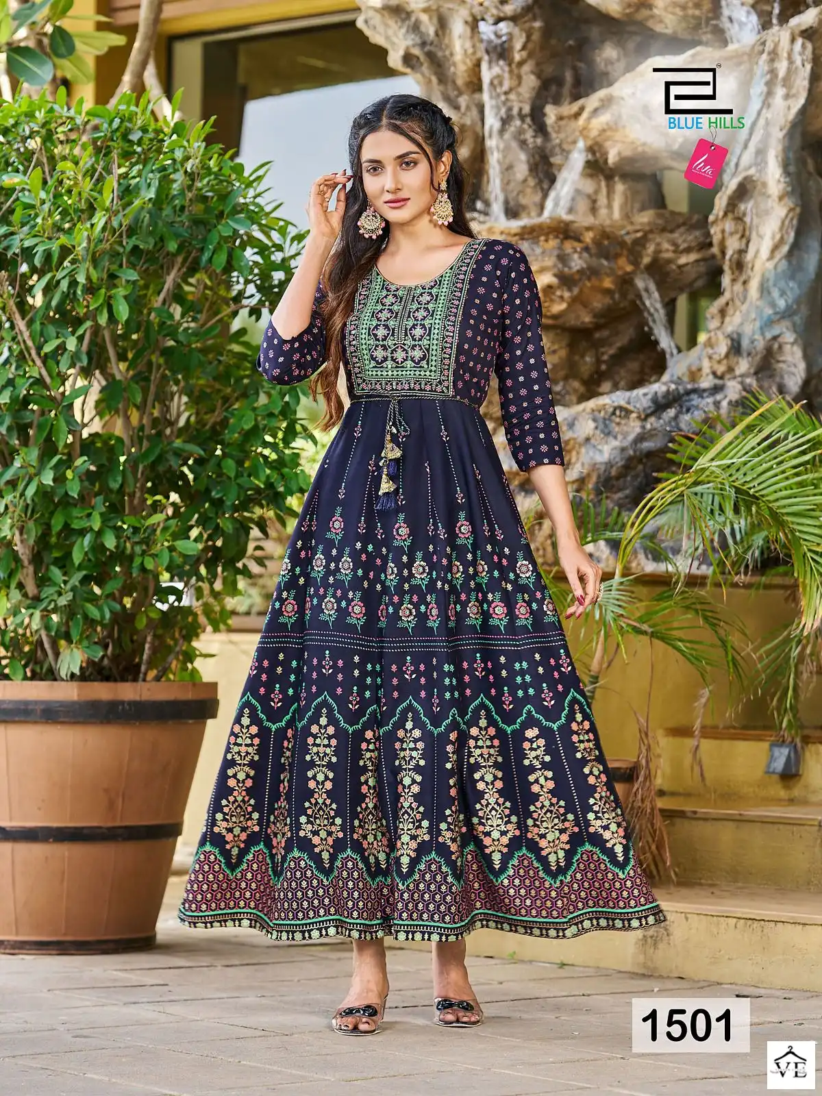 Blue Hills Diwali Night Vol 15 Rayon 14 Kg Wholesale Long Gowns Catalog — Wholesale Kurtis, Blue Hills wholesale from Surat — view 4