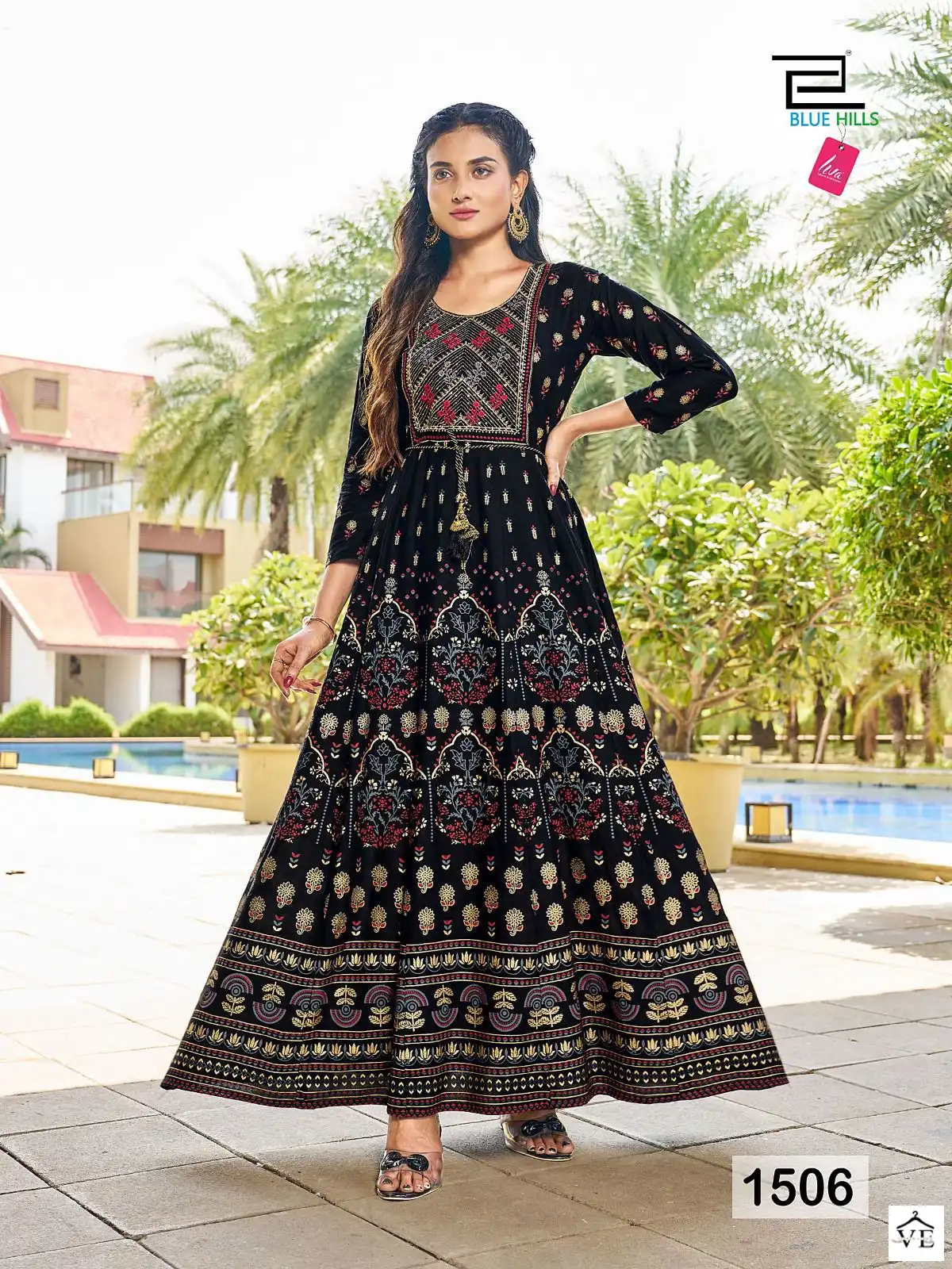 Blue Hills Diwali Night Vol 15 Rayon 14 Kg Wholesale Long Gowns Catalog — Wholesale Kurtis, Blue Hills wholesale from Surat — view 5