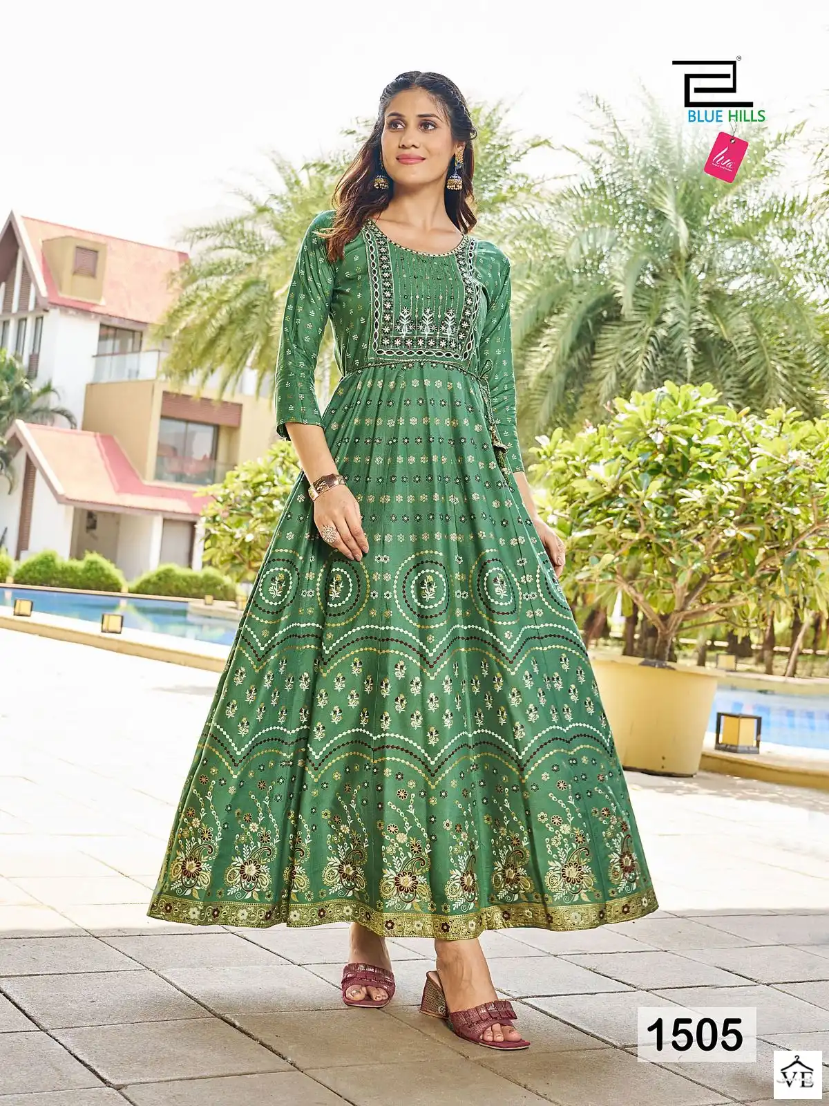 Blue Hills Diwali Night Vol 15 Rayon 14 Kg Wholesale Long Gowns Catalog — Wholesale Kurtis, Blue Hills wholesale from Surat — view 6