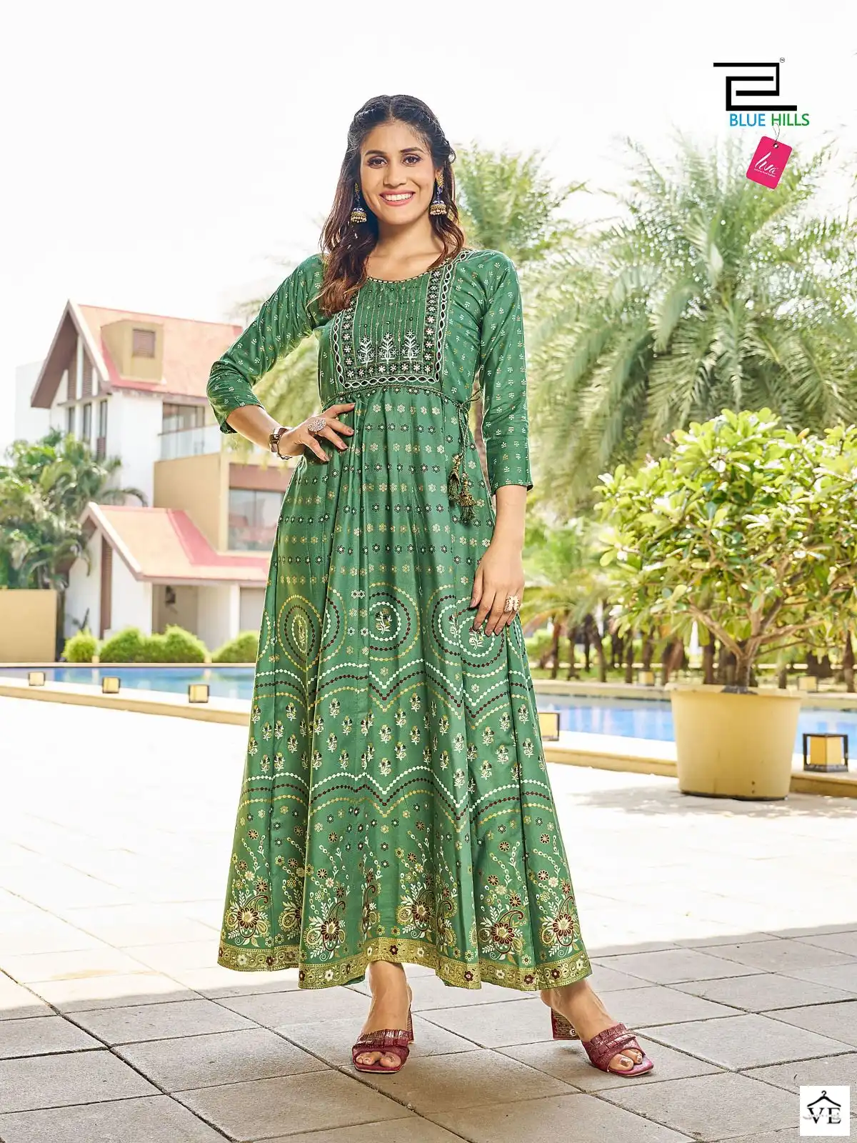 Blue Hills Diwali Night Vol 15 Rayon 14 Kg Wholesale Long Gowns Catalog — Wholesale Kurtis, Blue Hills wholesale from Surat — view 8
