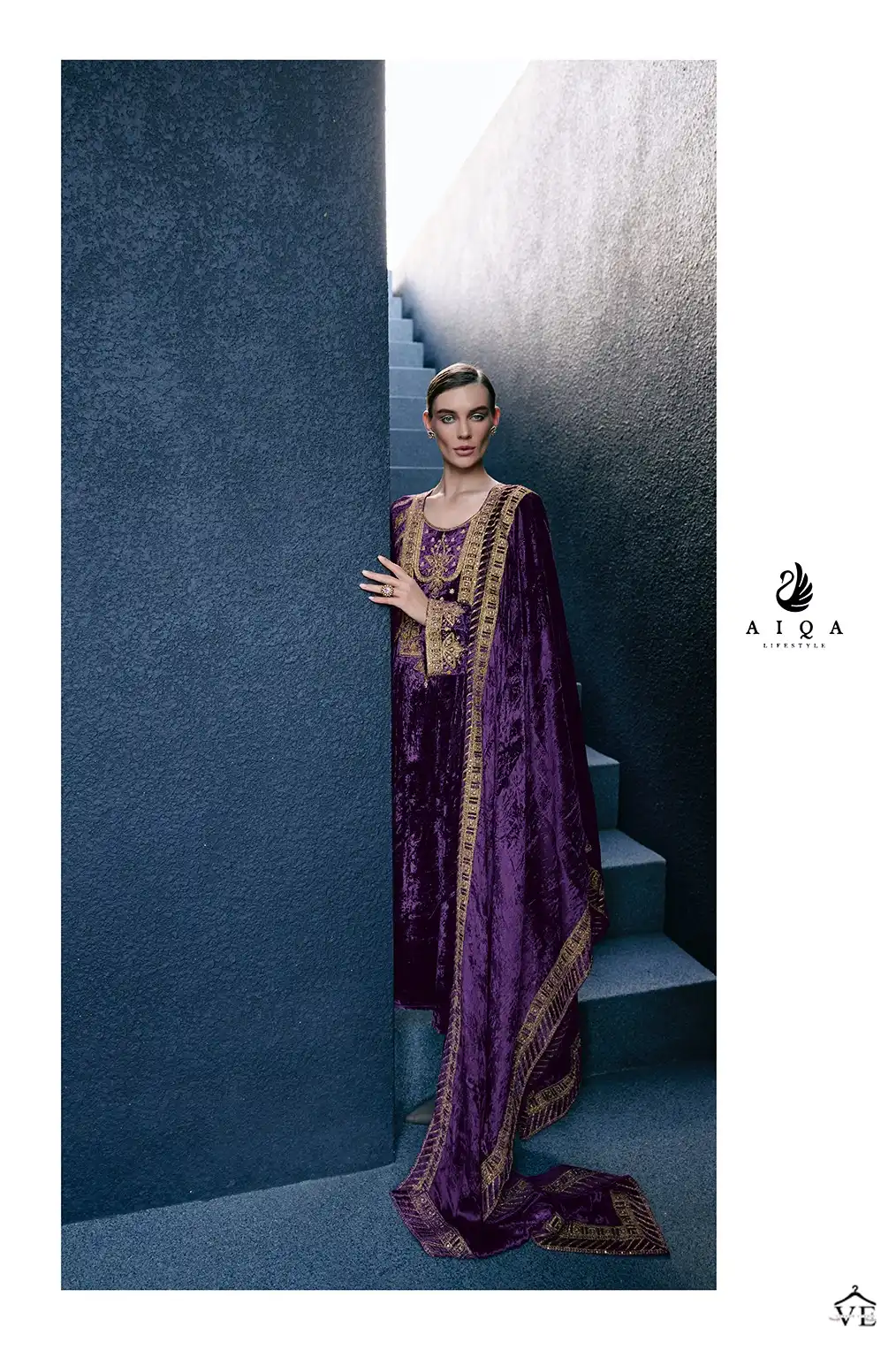 Aiqa Edinburgh Fancy Velvet Wholesale Designer Winter Salwar Suit Catalog — Wholesale Salwar Suits, MPA wholesale from Surat — view 4