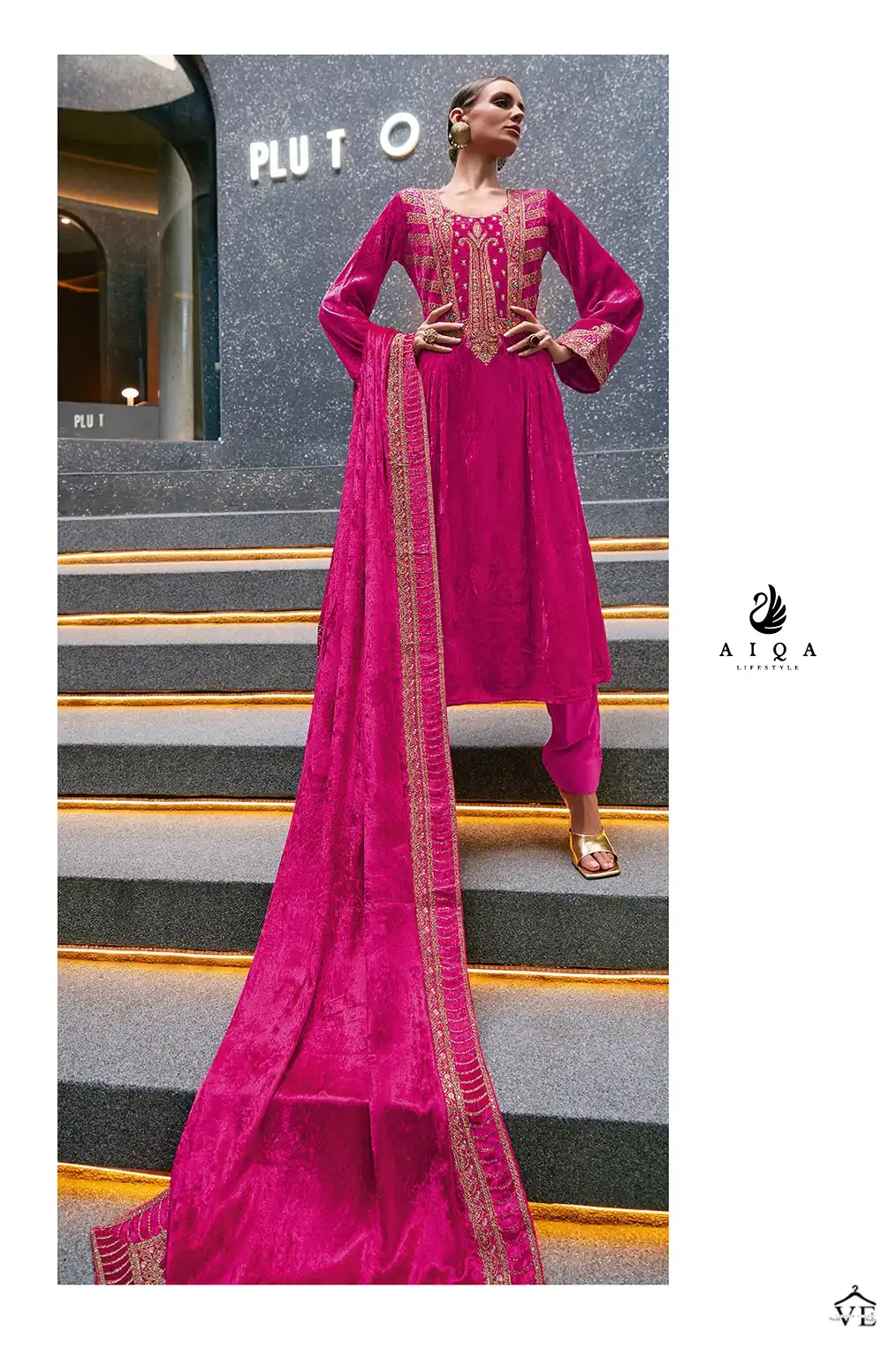 Aiqa Edinburgh Fancy Velvet Wholesale Designer Winter Salwar Suit Catalog — Wholesale Salwar Suits, MPA wholesale from Surat — view 7