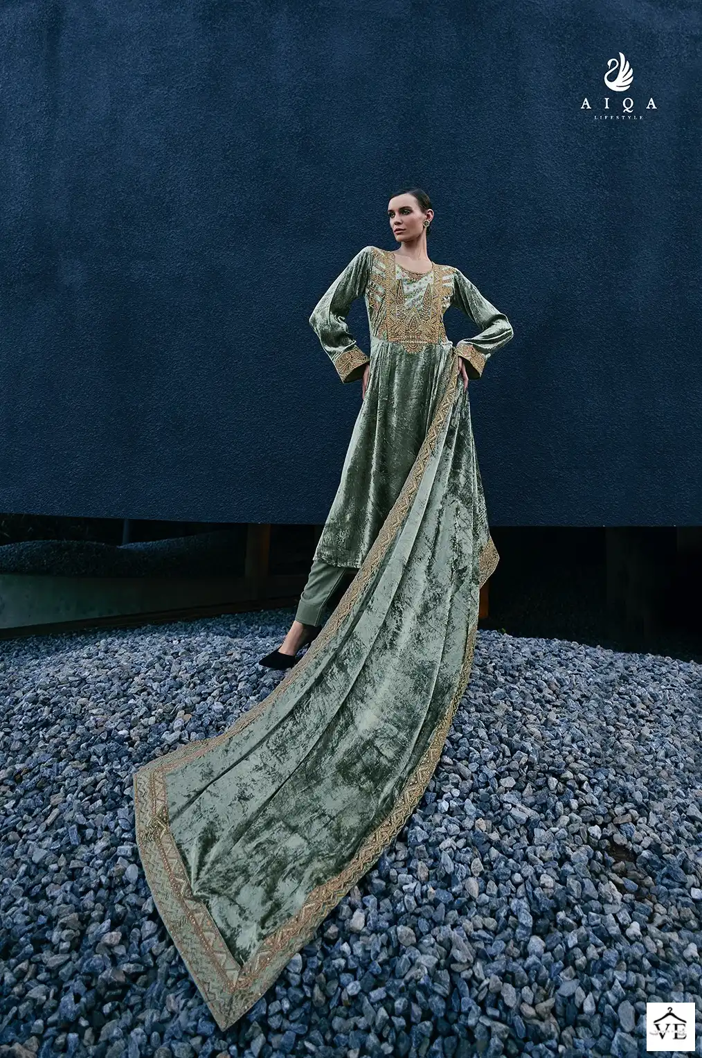 Aiqa Edinburgh Fancy Velvet Wholesale Designer Winter Salwar Suit Catalog — Wholesale Salwar Suits, MPA wholesale from Surat — view 9