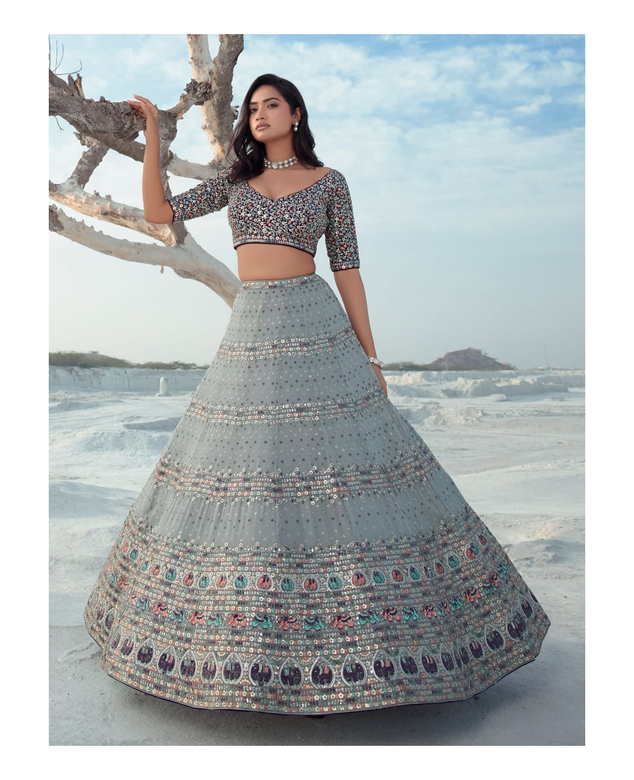 Navkaar Elements Pure Georgette Wholesale Bridal Lehenga Catalog — Wholesale Lehenga, MPA wholesale from Surat - Gallery Image 10