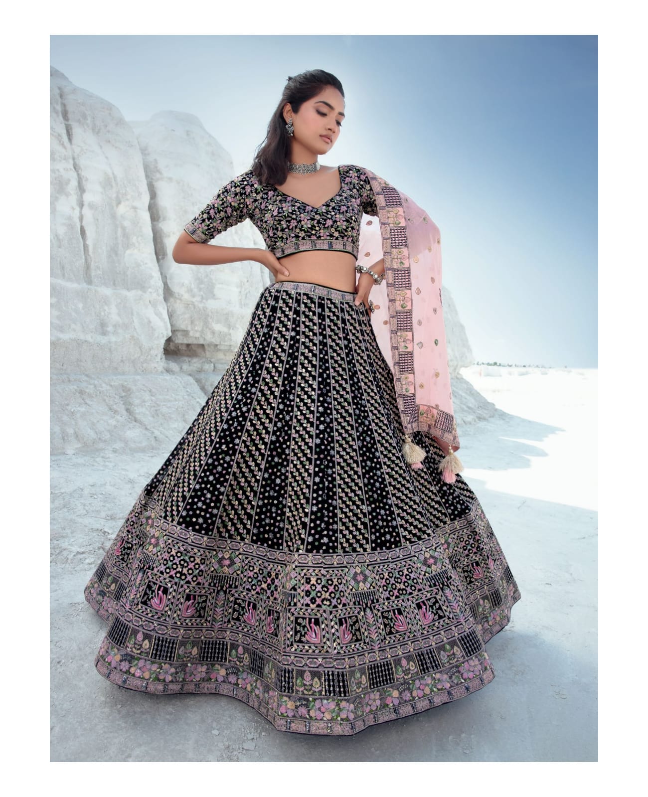 Navkaar Elements Pure Georgette Wholesale Bridal Lehenga Catalog — Wholesale Lehenga, MPA wholesale from Surat - Gallery Image 11