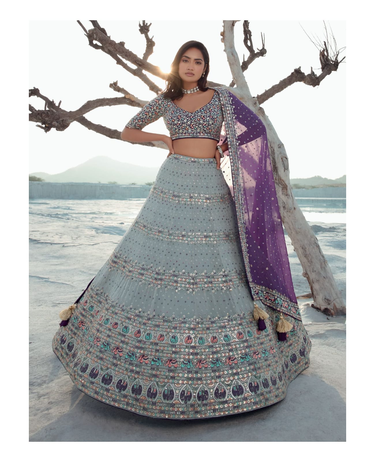 Navkaar Elements Pure Georgette Wholesale Bridal Lehenga Catalog — Wholesale Lehenga, MPA wholesale from Surat - Gallery Image 12