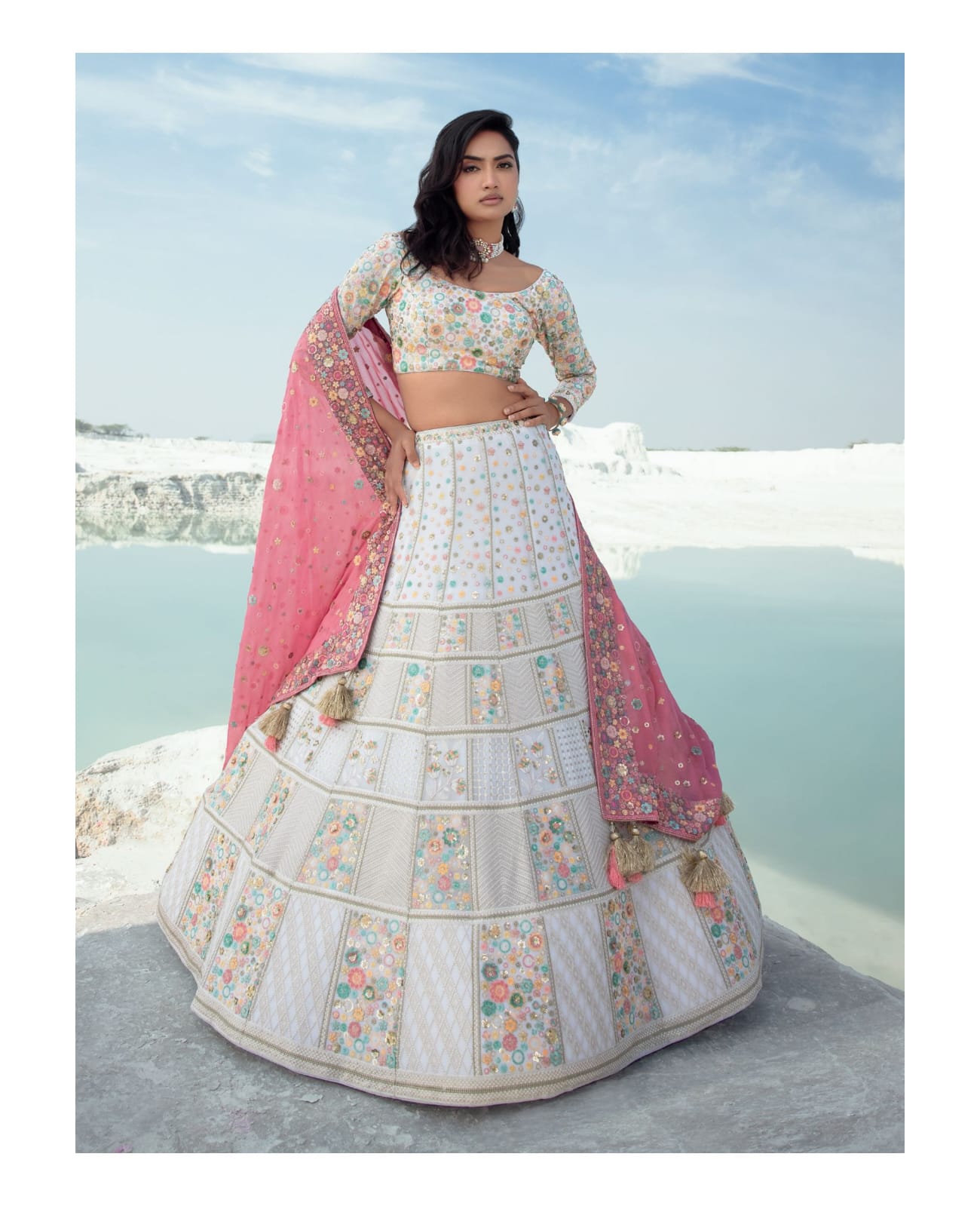 Navkaar Elements Pure Georgette Wholesale Bridal Lehenga Catalog — Wholesale Lehenga, MPA wholesale from Surat - Gallery Image 2