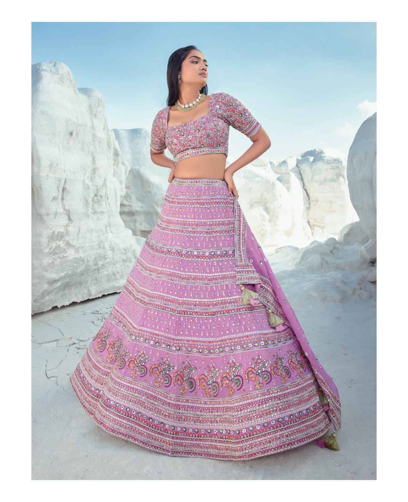 Navkaar Elements Pure Georgette Wholesale Bridal Lehenga Catalog — Wholesale Lehenga, MPA wholesale from Surat - Gallery Image 4
