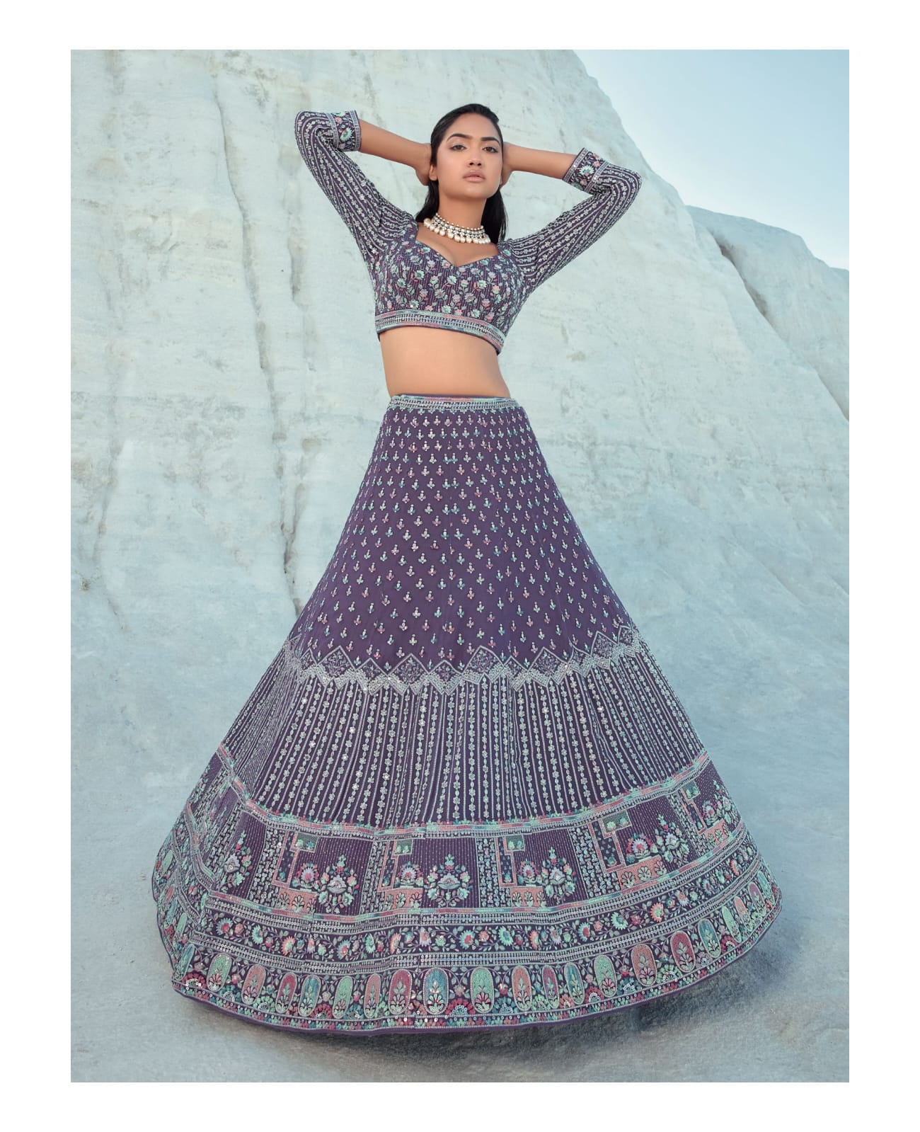 Navkaar Elements Pure Georgette Wholesale Bridal Lehenga Catalog — Wholesale Lehenga, MPA wholesale from Surat - Gallery Image 5