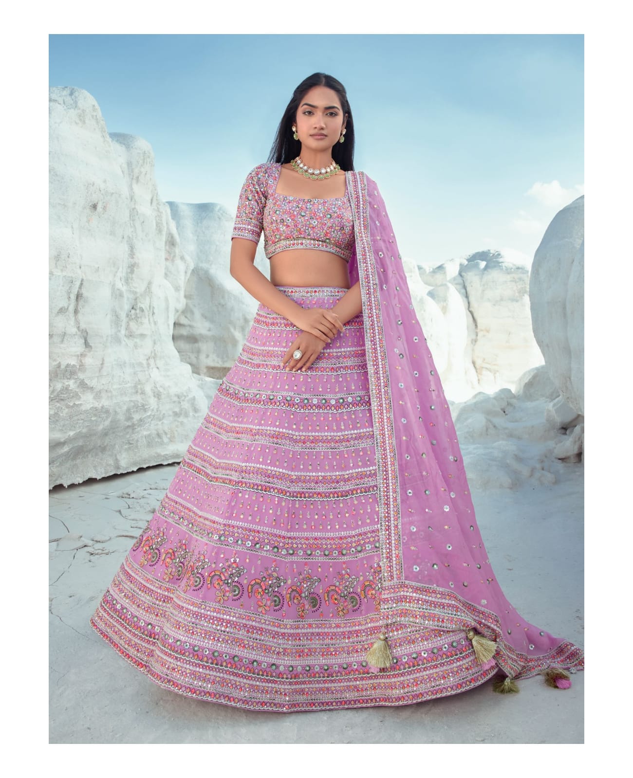 Navkaar Elements Pure Georgette Wholesale Bridal Lehenga Catalog — Wholesale Lehenga, MPA wholesale from Surat - Gallery Image 6