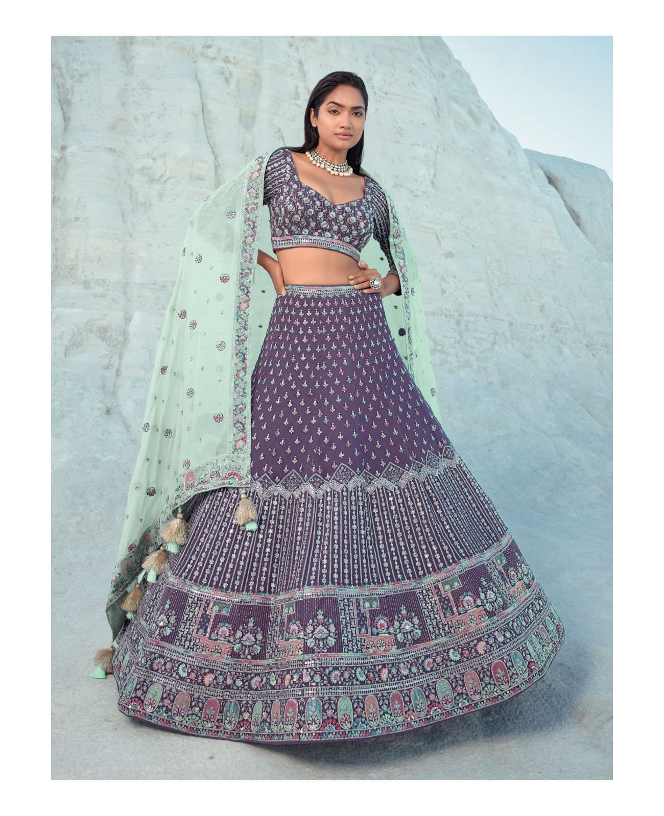 Navkaar Elements Pure Georgette Wholesale Bridal Lehenga Catalog — Wholesale Lehenga, MPA wholesale from Surat - Gallery Image 7
