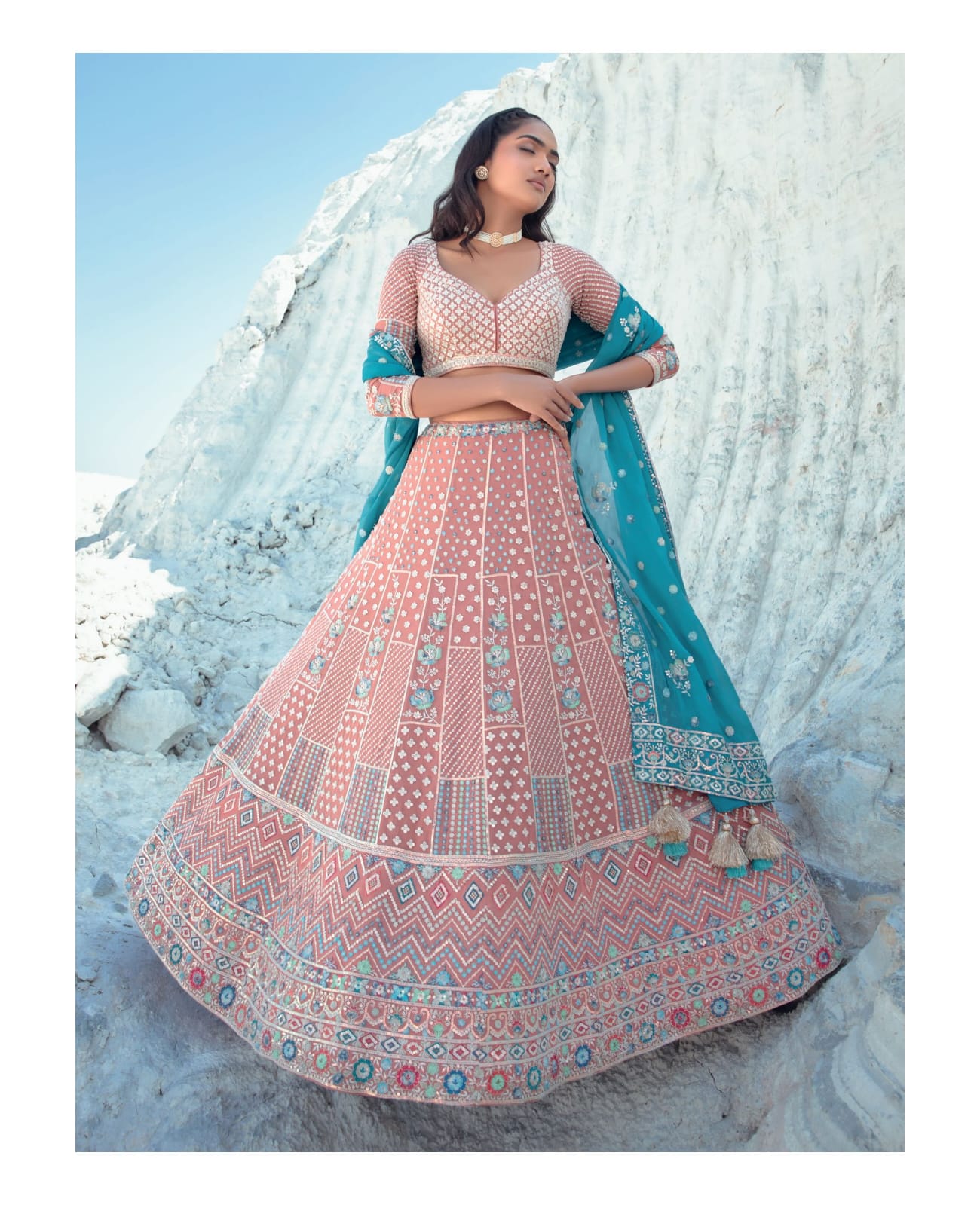 Navkaar Elements Pure Georgette Wholesale Bridal Lehenga Catalog — Wholesale Lehenga, MPA wholesale from Surat - Gallery Image 8