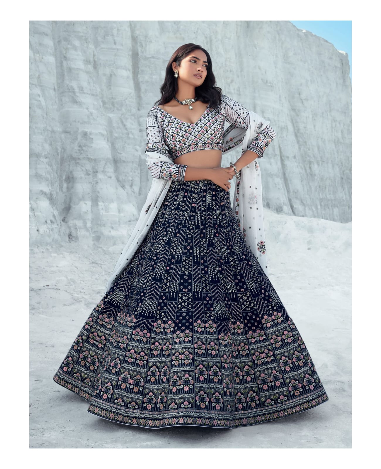 Navkaar Elements Pure Georgette Wholesale Bridal Lehenga Catalog — Wholesale Lehenga, MPA wholesale from Surat - Gallery Image 9