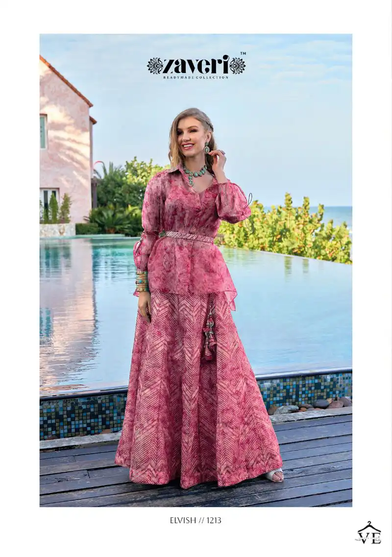 Zaveri Elvish Heavy Organza Wholesale Top With Skirt Catalog — Wholesale Salwar Suits, MPA wholesale from Surat — view 2
