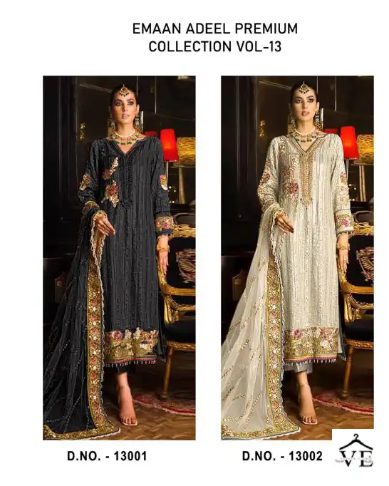 Mahnur Emaan Adeel Premium Collection Vol-13 Heavy Georgette Wholesale Pakistani Suits Catalog - Image 8