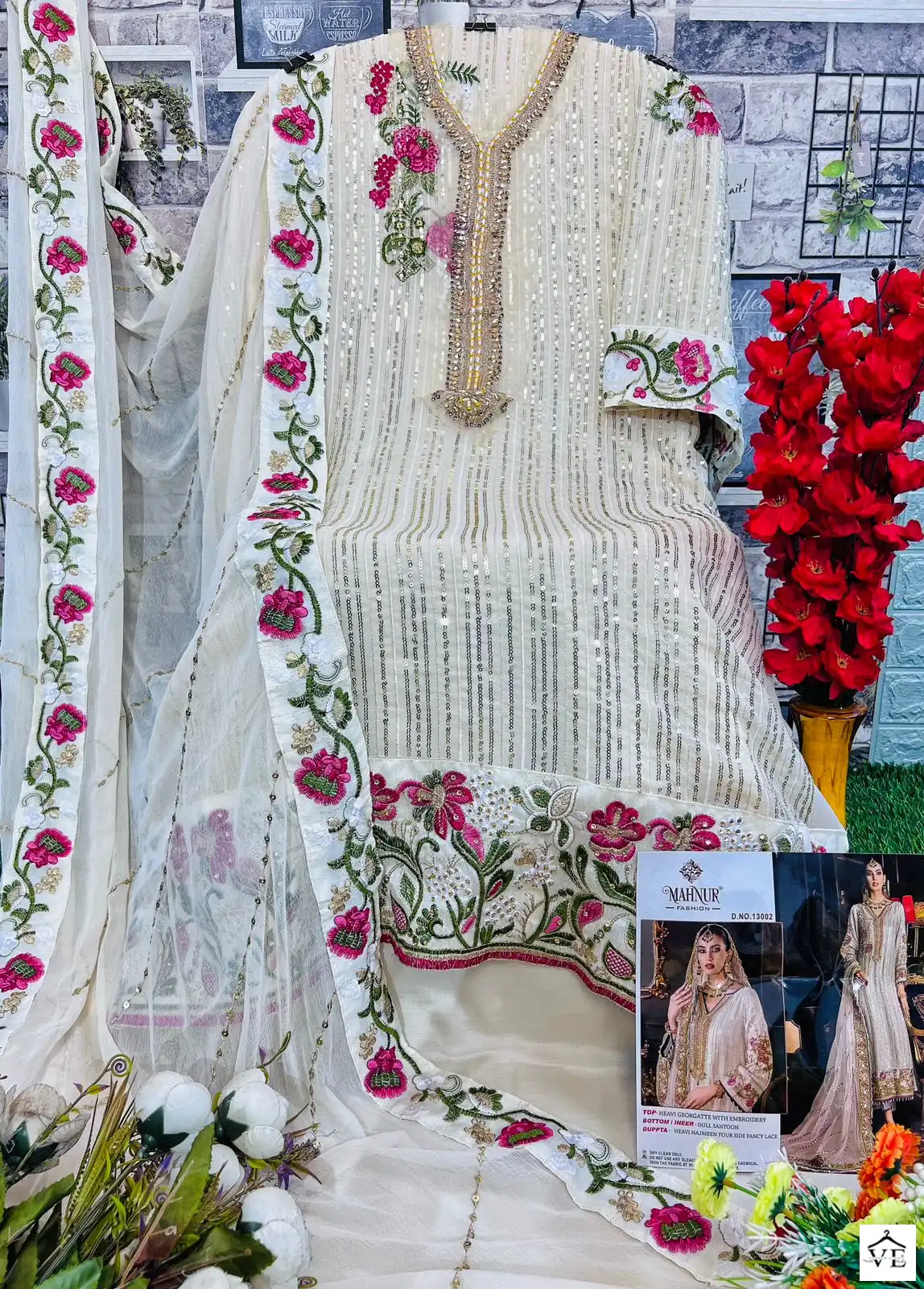 Mahnur Emaan Adeel Premium Collection Vol-13 Heavy Georgette Wholesale Pakistani Suits Catalog - Image 6