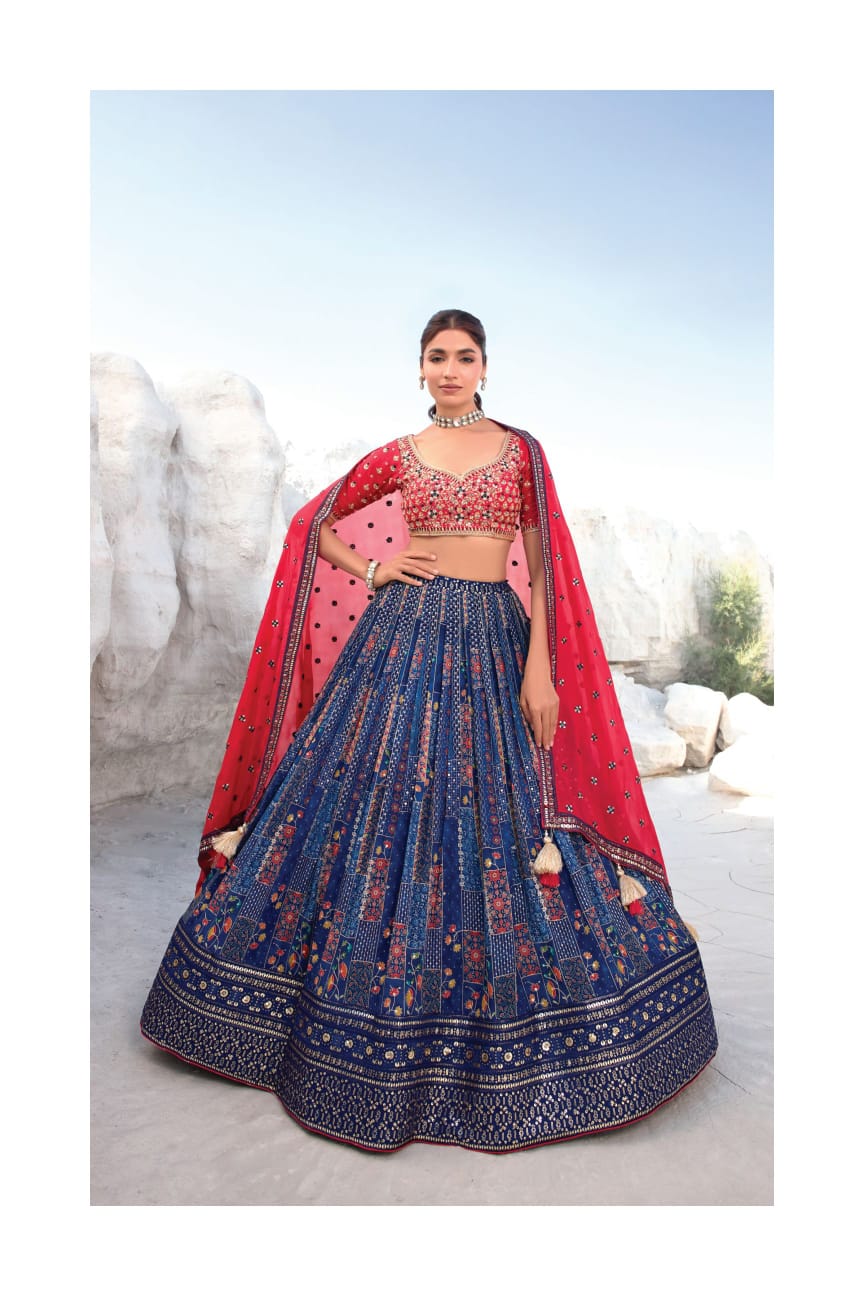 Navkaar Ethnic Georgette Wholesale Bridal Lehenga Catalog — Wholesale Lehenga, MPA wholesale from Surat - Gallery Image 4