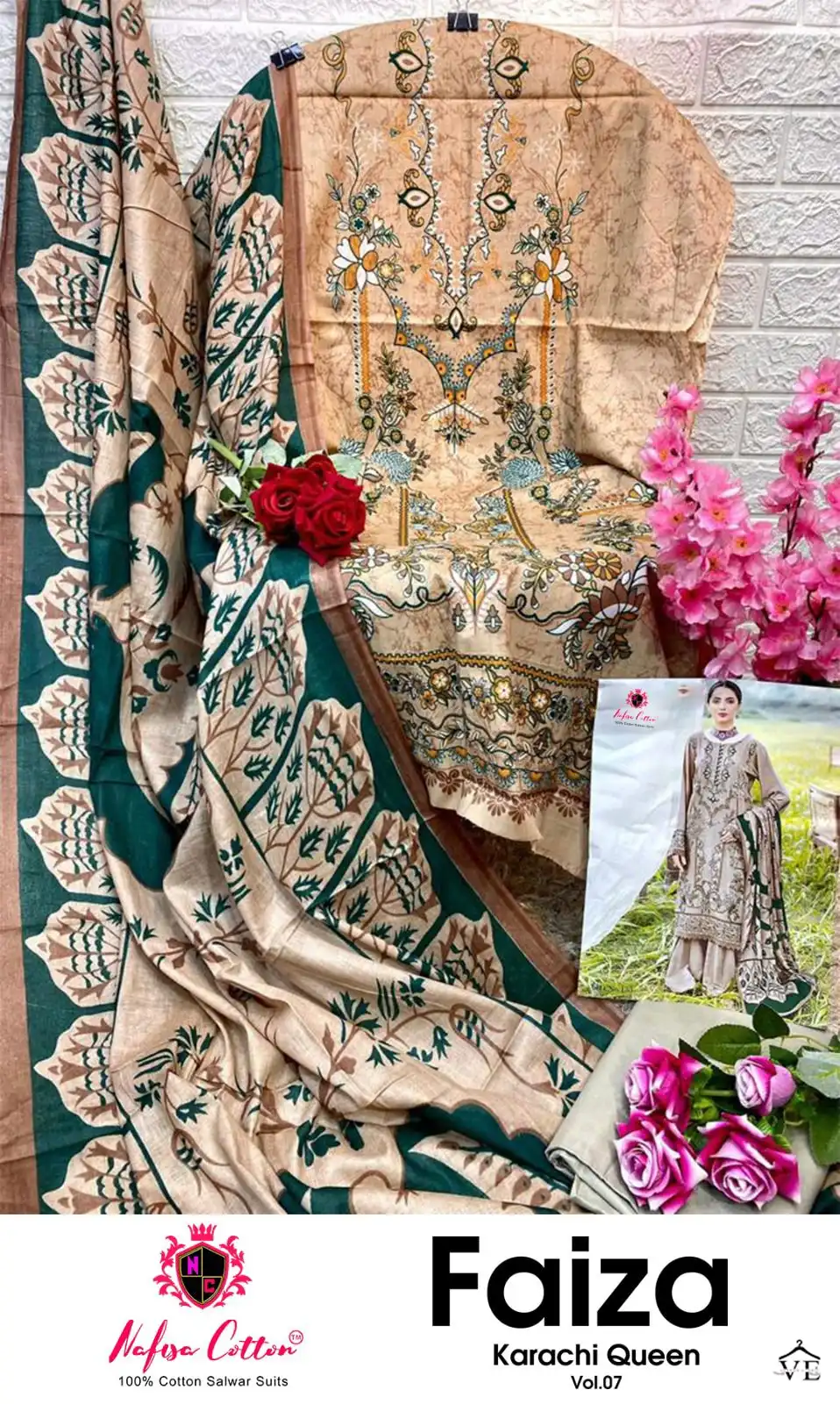 Nafisa Faiza Karachi Queen Vol 7 Cotton Wholesale Pakistani Salwar Suit Catalog — Wholesale Salwar Suits, MPA wholesale from Surat - Gallery Image 10