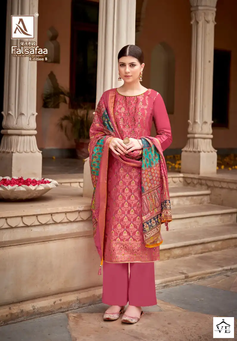 Alok Suits Falsafaa Edition Vol 8 Jacquard Wholesale Fancy Hand Work Designer Salwar Suit Catalog — Wholesale Salwar Suits, MPA wholesale from Surat - Gallery Image 2