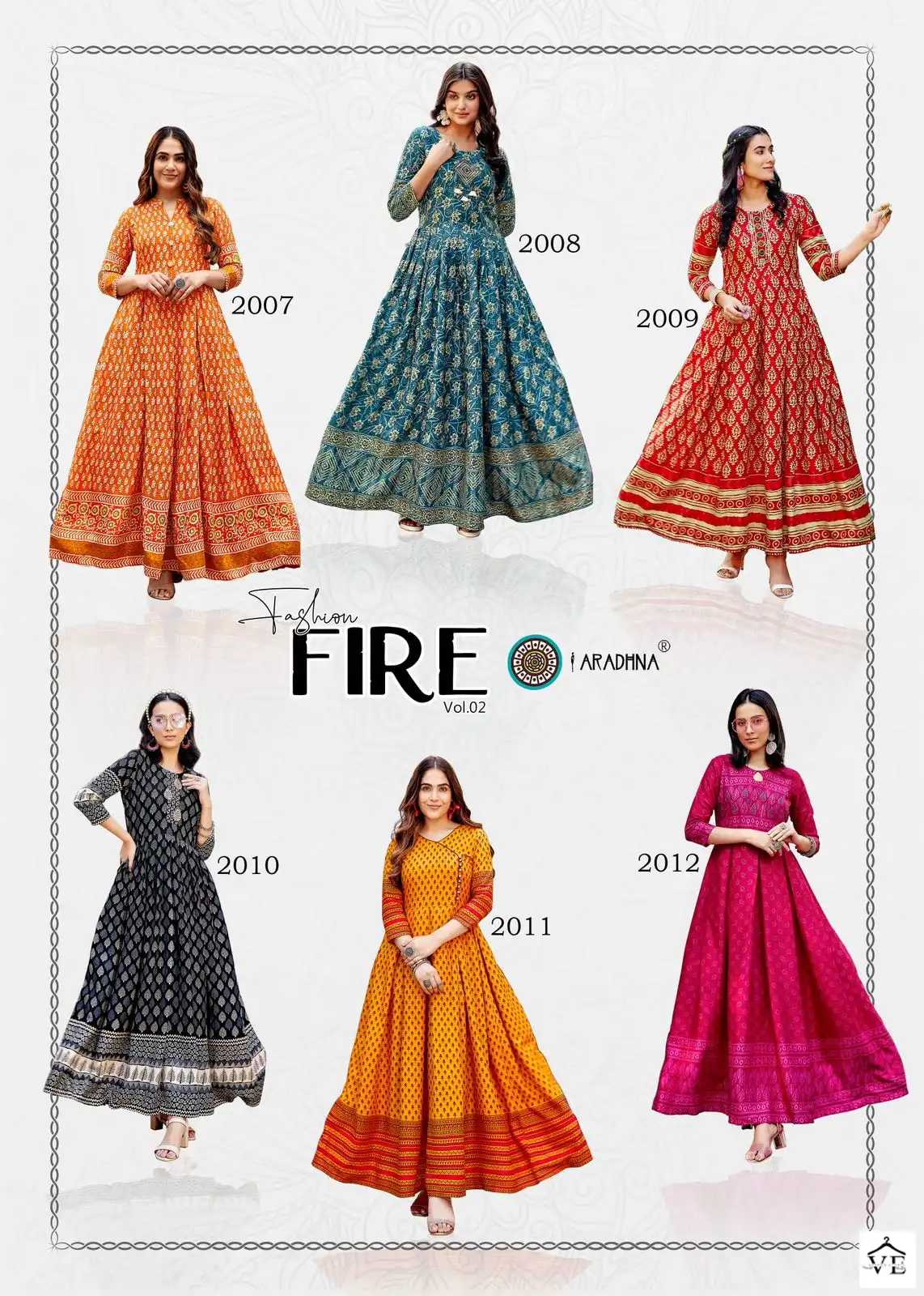 Aradhna Fashion Fire Vol 2 Rayon Print Wholesale Long Gown Catalog — Wholesale Kurtis, MPA wholesale from Surat - Gallery Image 13