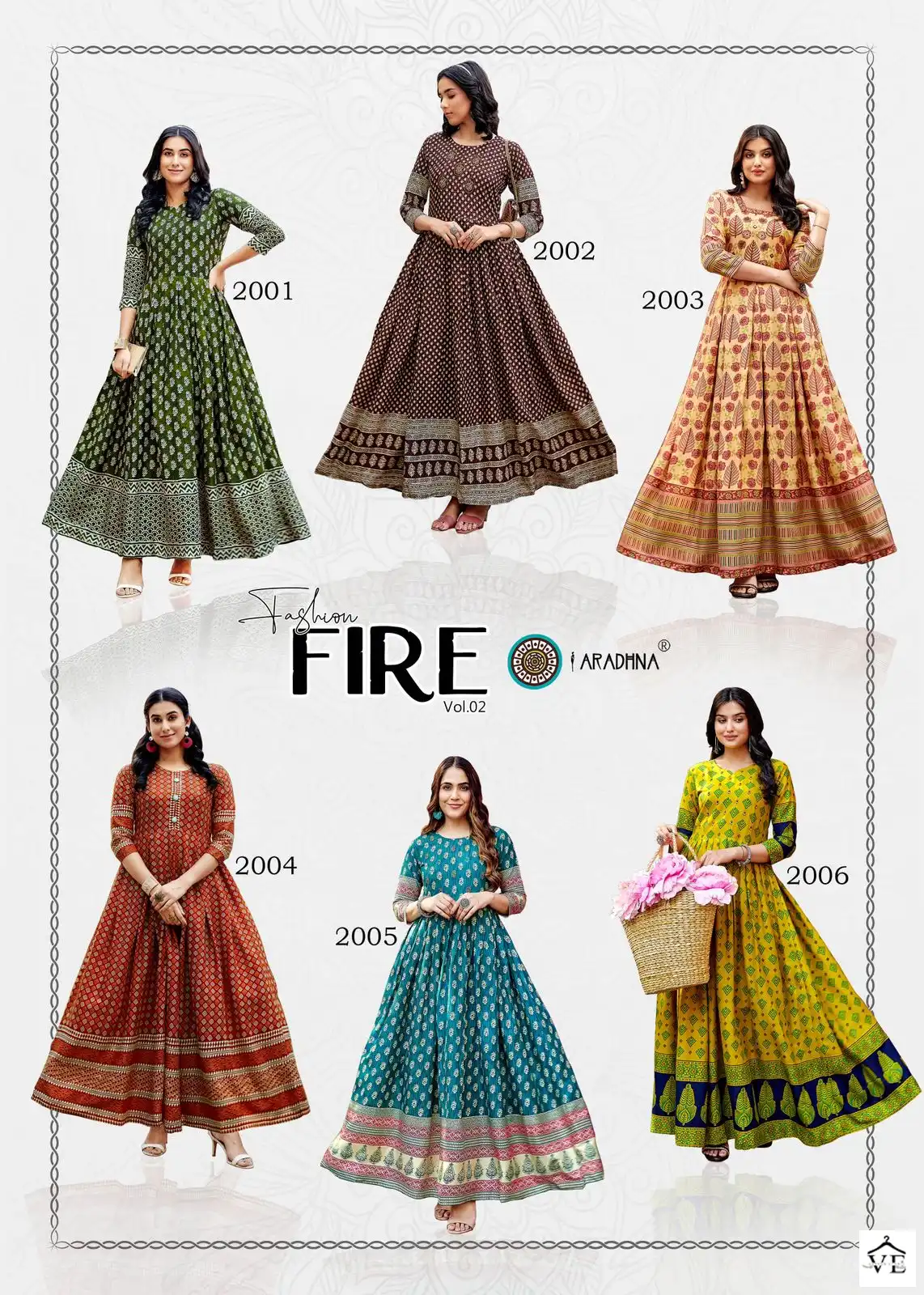 Aradhna Fashion Fire Vol 2 Rayon Print Wholesale Long Gown Catalog — Wholesale Kurtis, MPA wholesale from Surat — view 14