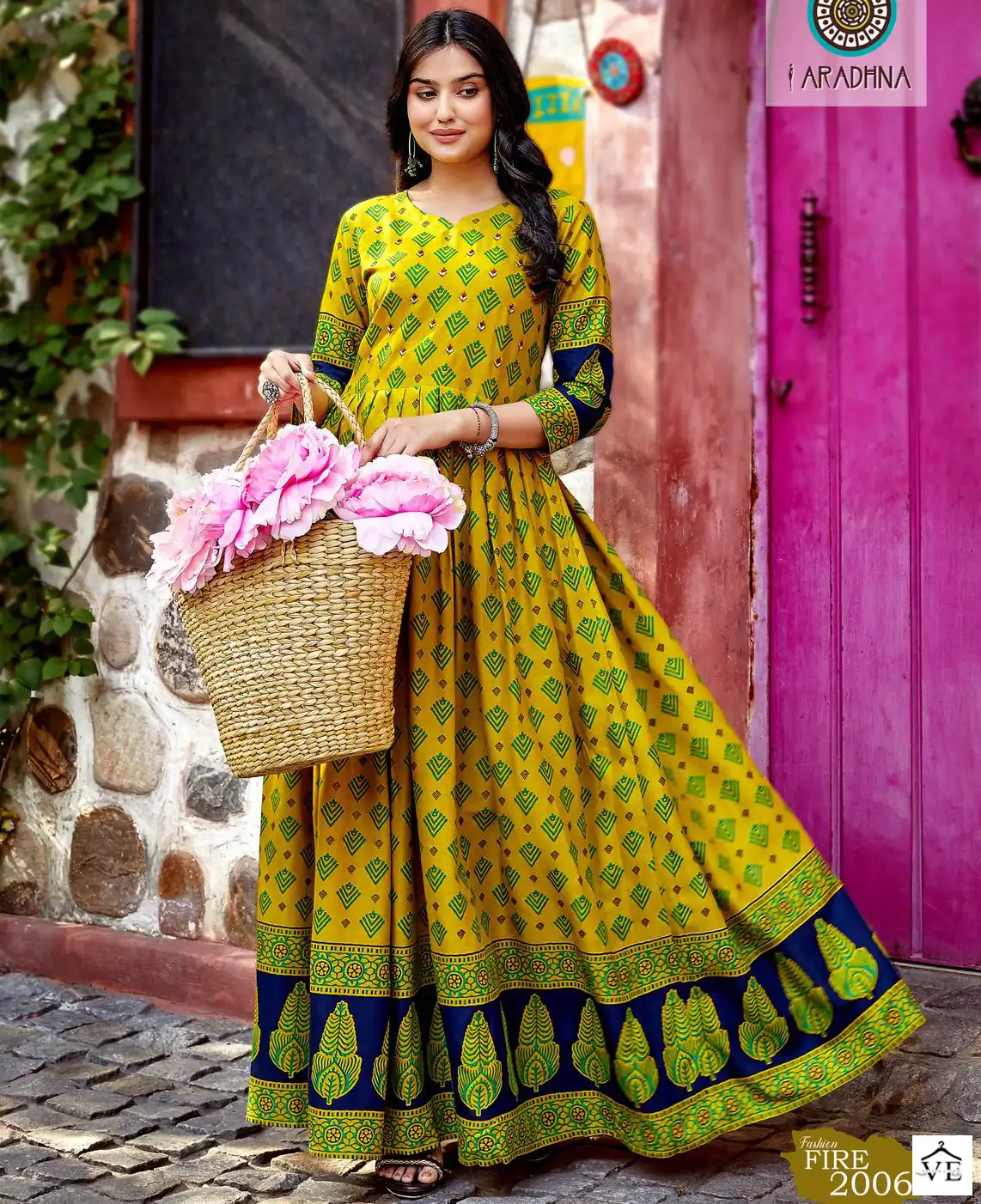 Aradhna Fashion Fire Vol 2 Rayon Print Wholesale Long Gown Catalog — Wholesale Kurtis, MPA wholesale from Surat — view 1