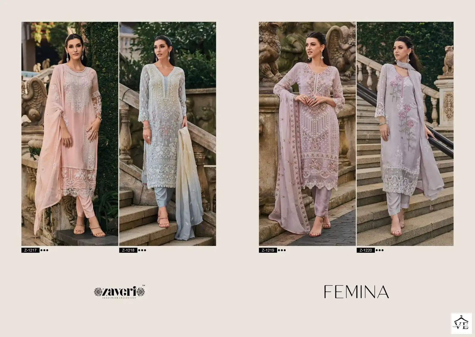 Zaveri Femina Soft Organza Wholesale Readymade Suits Catalog — Wholesale Salwar Suits, MPA wholesale from Surat — view 8