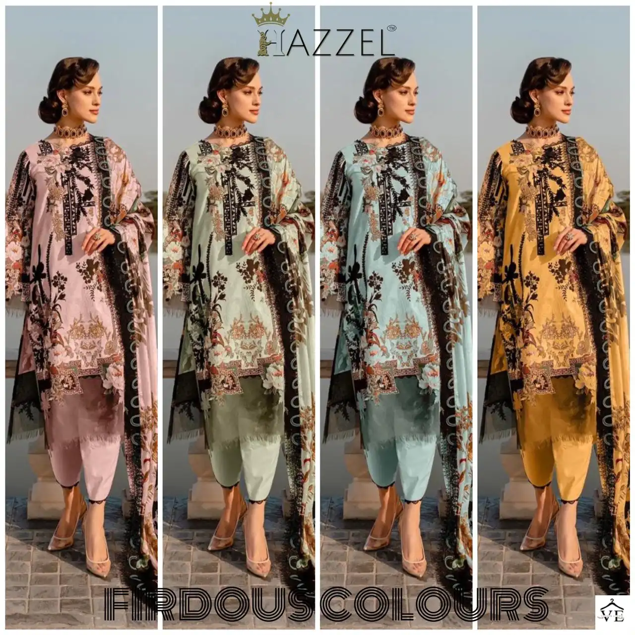 Hazzel Firdous Colours Cotton Wholesale Embroidery Work Pakistani Salwar Suit Catalog — Wholesale Salwar Suits, MPA wholesale from Surat — view 5