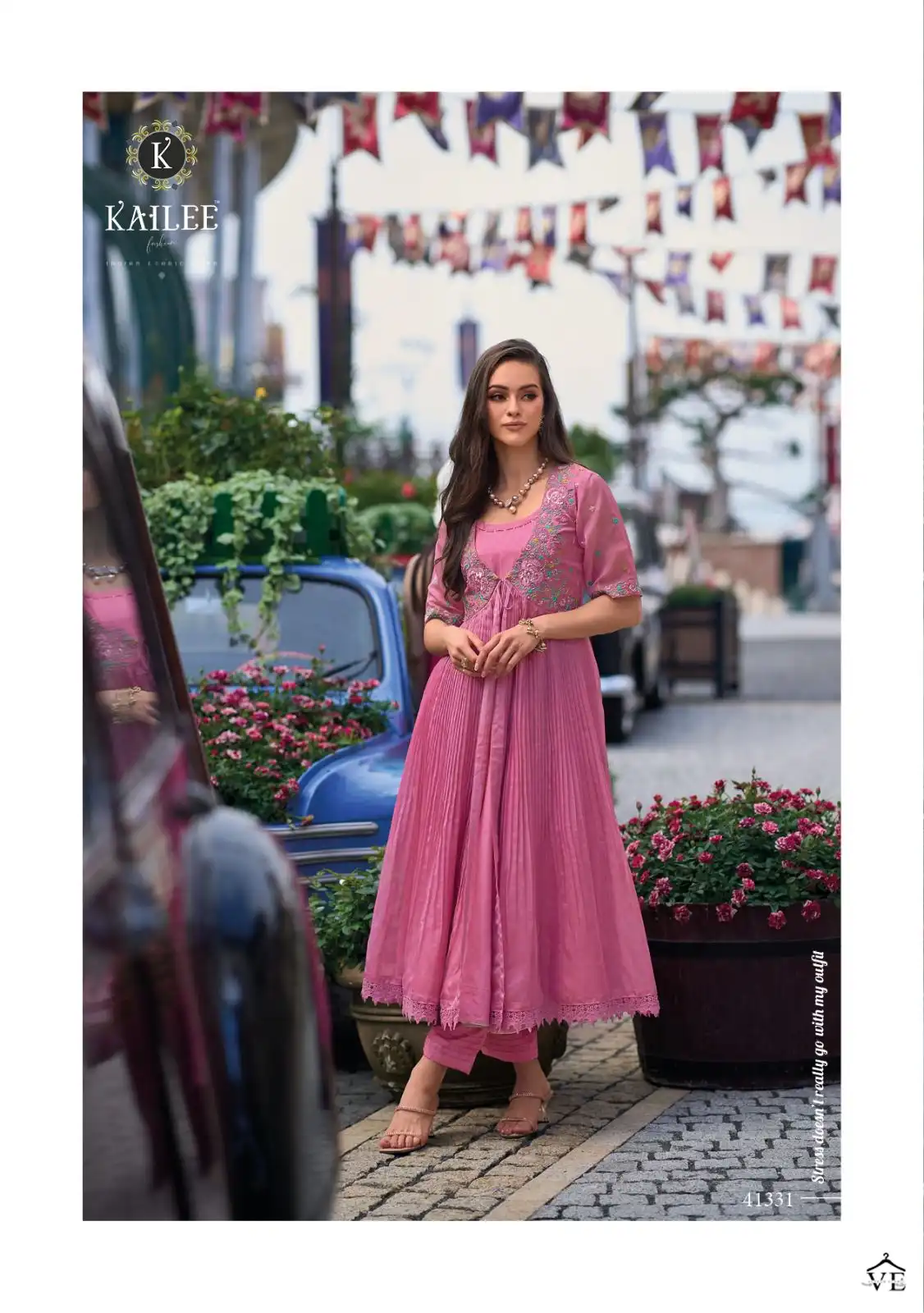 Kailee Fashion Floral Pure Viscose Organza Silk Wholesale Gown Catalog — Wholesale Salwar Suits, Kailee Fashion wholesale from Surat — view 3