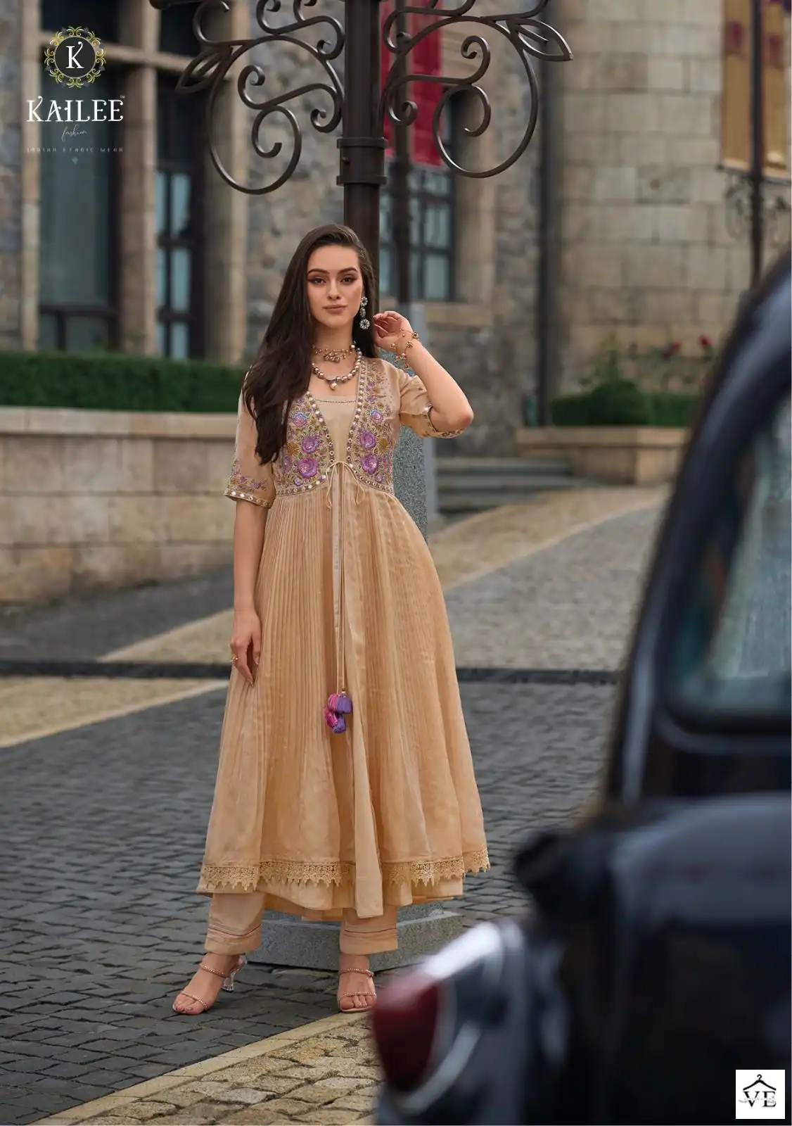 Kailee Fashion Floral Pure Viscose Organza Silk Wholesale Gown Catalog — Wholesale Salwar Suits, Kailee Fashion wholesale from Surat — view 4