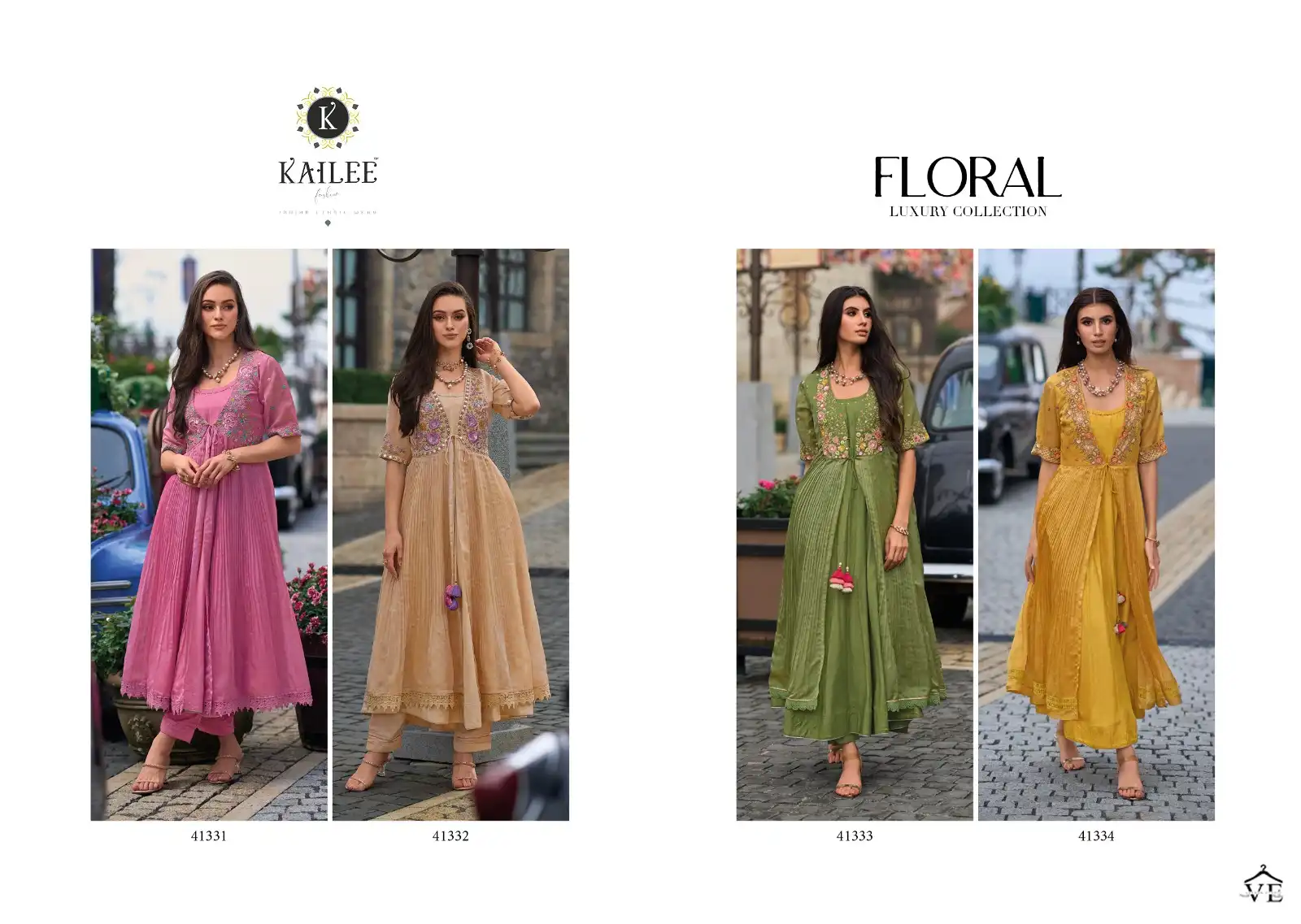 Kailee Fashion Floral Pure Viscose Organza Silk Wholesale Gown Catalog — Wholesale Salwar Suits, Kailee Fashion wholesale from Surat — view 5