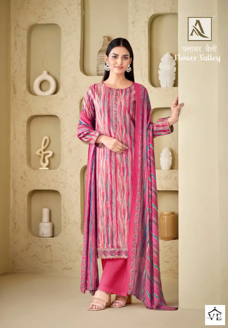 Alok Suits Flower Valley Viscose Wholesale Hand Work Salwar Suit Catalog — Wholesale Salwar Suits, MPA wholesale from Surat - Gallery Image 2