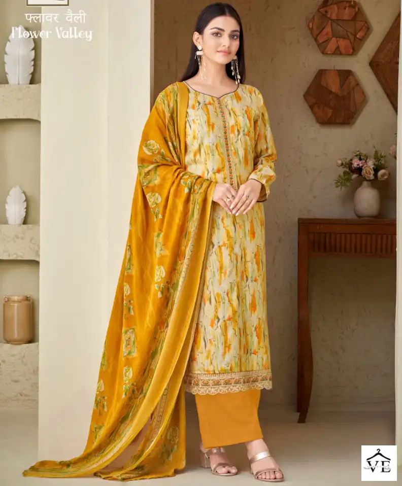 Alok Suits Flower Valley Viscose Wholesale Hand Work Salwar Suit Catalog — Wholesale Salwar Suits, MPA wholesale from Surat — view 1