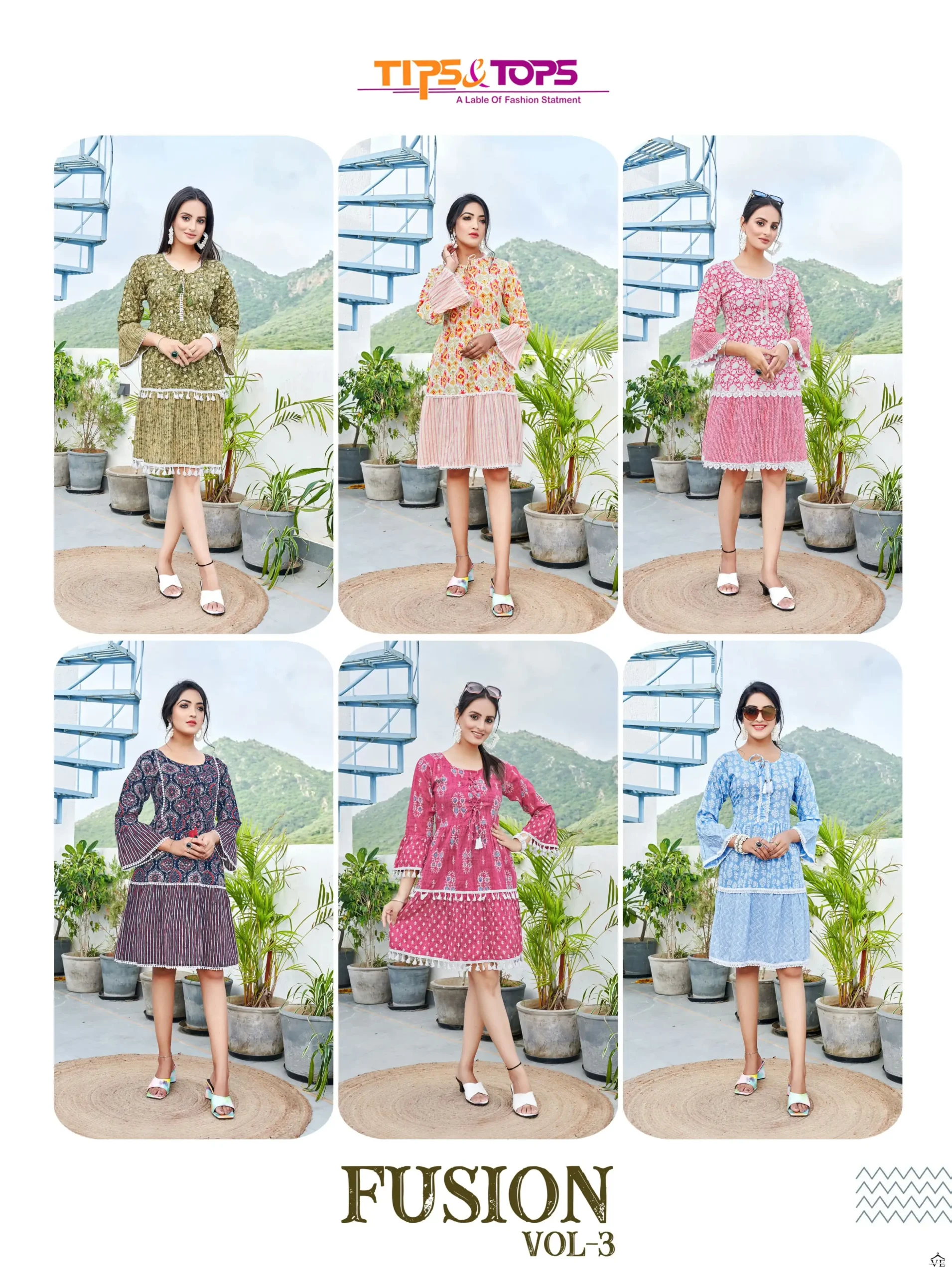 Tips &amp; Tops Fusion Vol 03 Cotton Print Wholesale Fancy Kurtis Catalog — Wholesale Kurtis, MPA wholesale from Surat — view 7