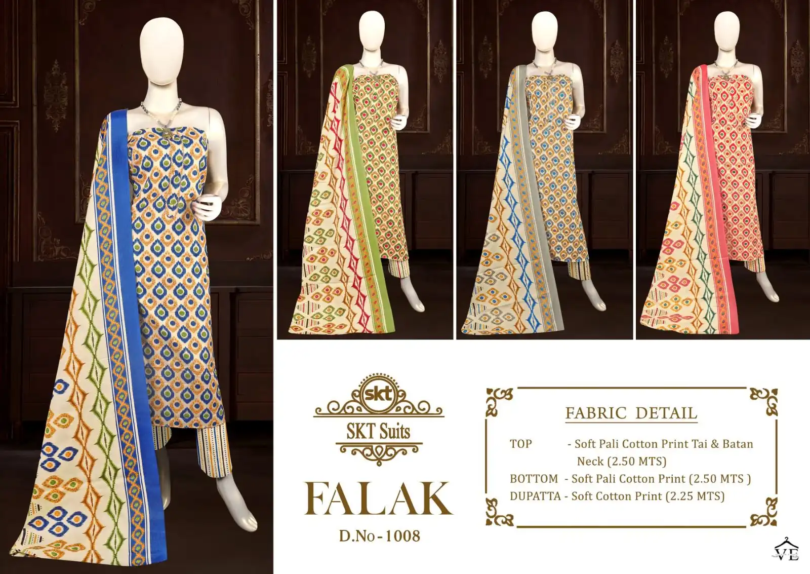Skt Suits Falak-1008 Soft Pali Cotton Wholesale Dress Material Catalog — Wholesale Salwar Suits, MPA wholesale from Surat — view 2