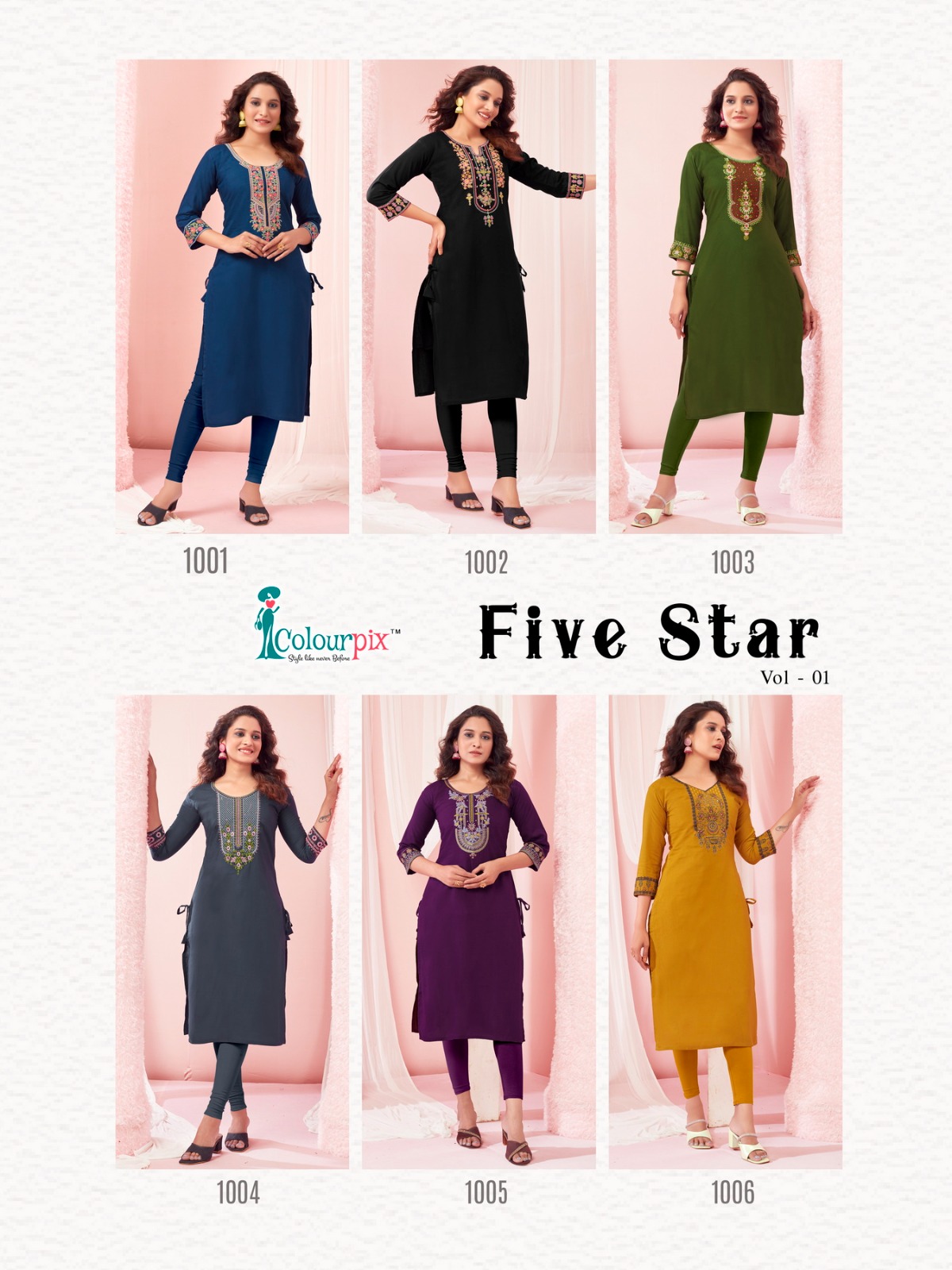 Colourpix Five Star Fancy Heavy Rayon Wholesale Fancy Kurtis Catalog — Wholesale Kurtis, MPA wholesale from Surat — view 7