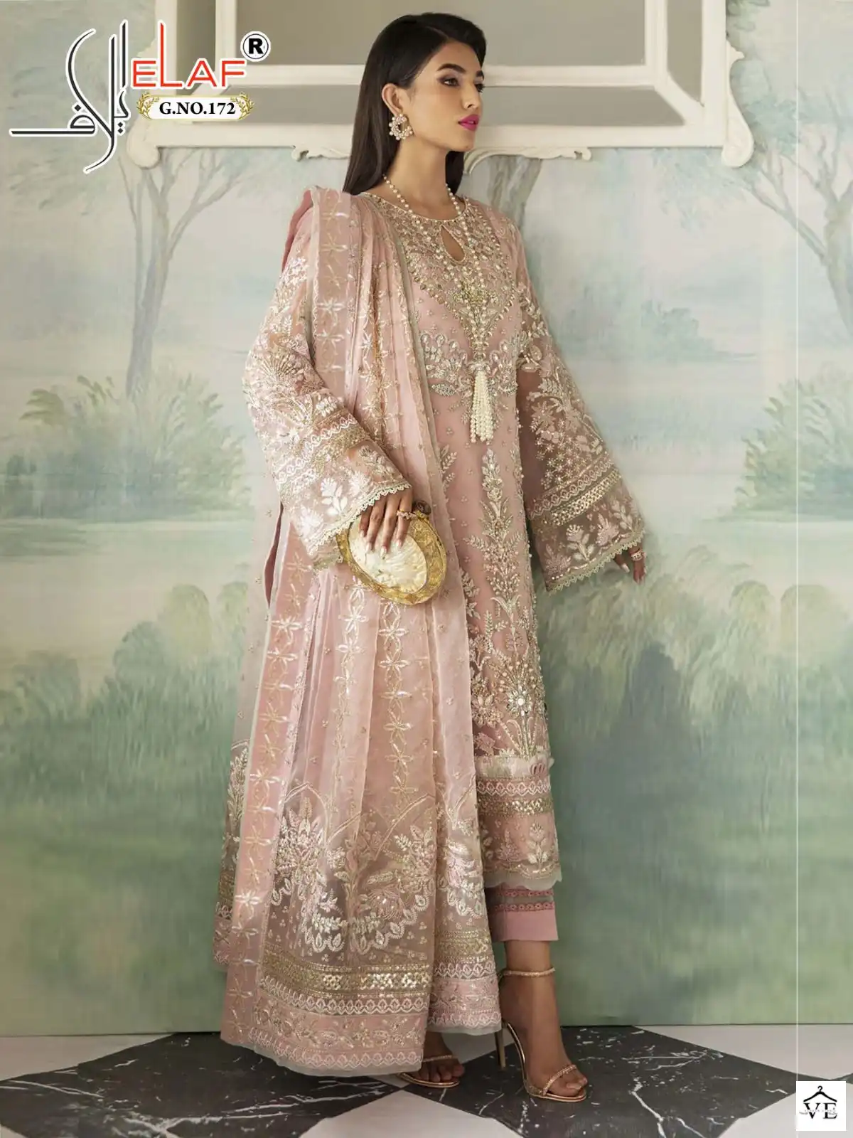 Elaf G-172 Heavy Faux Georgette Wholesale Pakistani Suit — Wholesale Salwar Suits, MPA wholesale from Surat — view 1