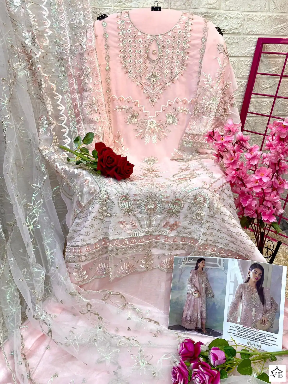 Elaf G-172 Heavy Faux Georgette Wholesale Pakistani Suit — Wholesale Salwar Suits, MPA wholesale from Surat - Gallery Image 2