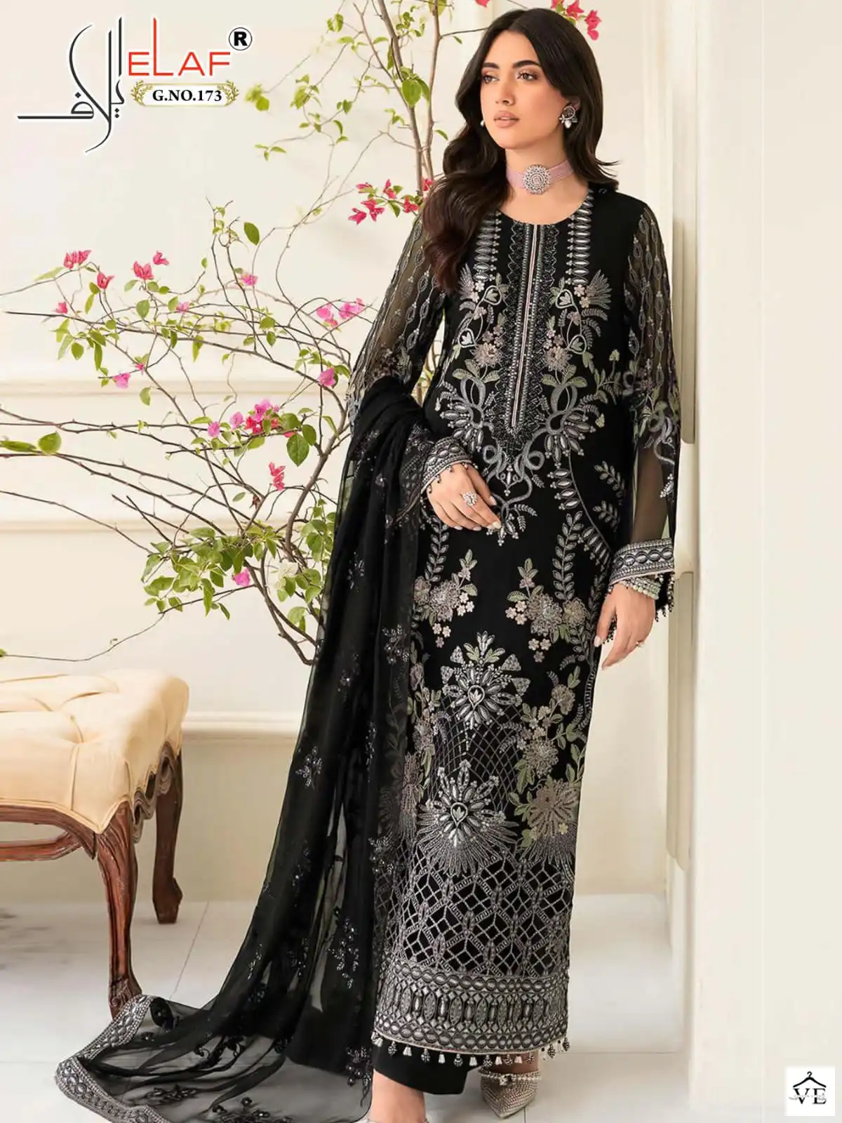 Elaf G-173 Heavy Faux Georgette Wholesale Pakistani Suit — Wholesale Salwar Suits, MPA wholesale from Surat — view 1