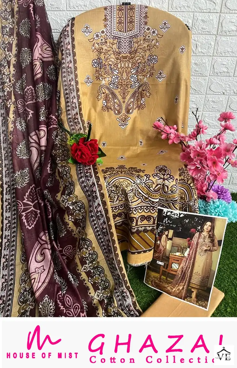House Of Mist Ghazal Cotton Collection Pure Cotton Wholesale Pakistani Salwar Suit Catalog — Wholesale Salwar Suits, MPA wholesale from Surat - Gallery Image 12