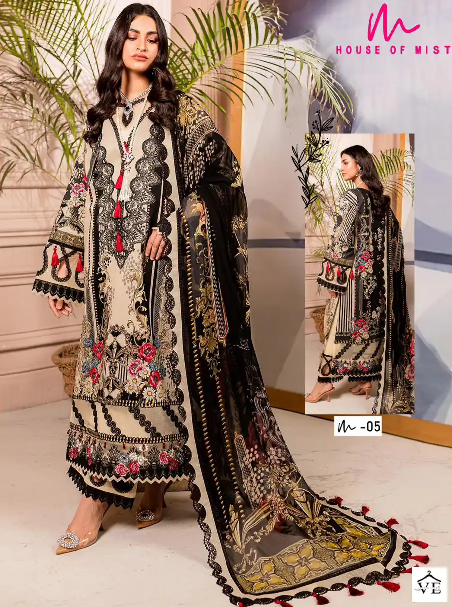 House Of Mist Ghazal Cotton Collection Pure Cotton Wholesale Pakistani Salwar Suit Catalog — Wholesale Salwar Suits, MPA wholesale from Surat - Gallery Image 3