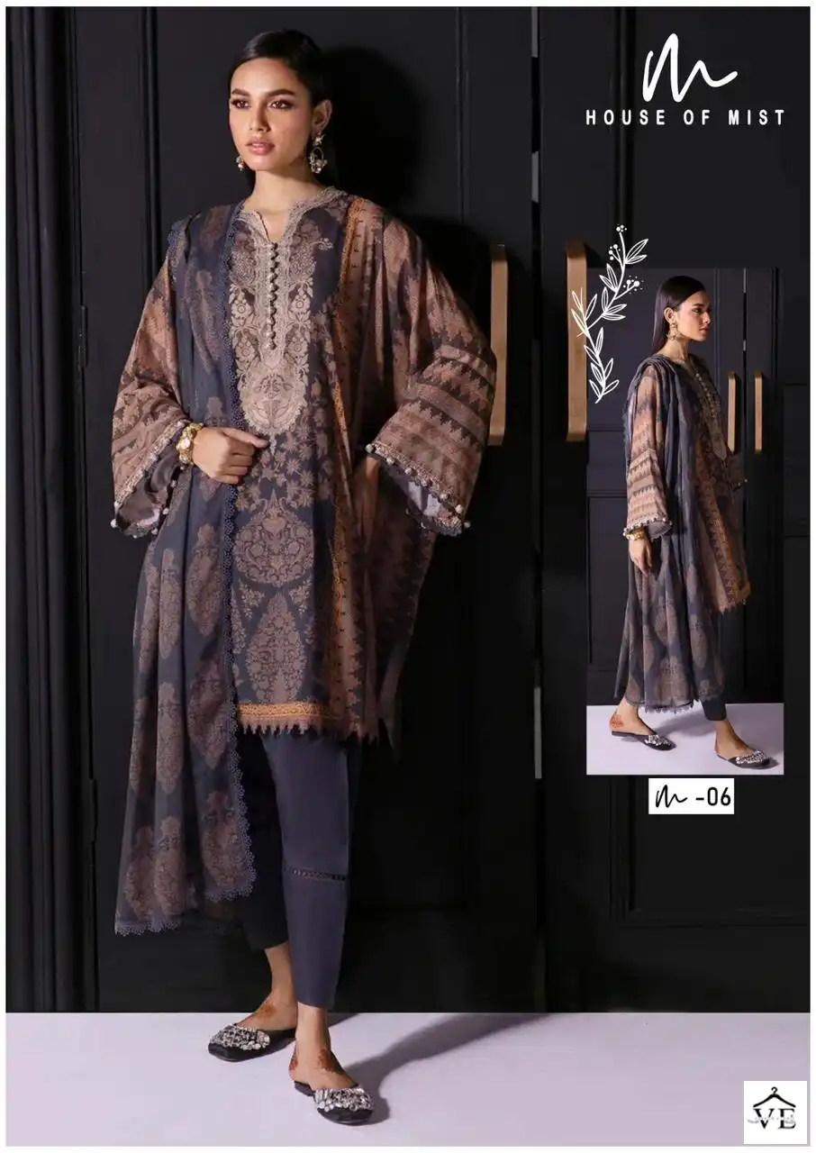 House Of Mist Ghazal Cotton Collection Pure Cotton Wholesale Pakistani Salwar Suit Catalog — Wholesale Salwar Suits, MPA wholesale from Surat - Gallery Image 4