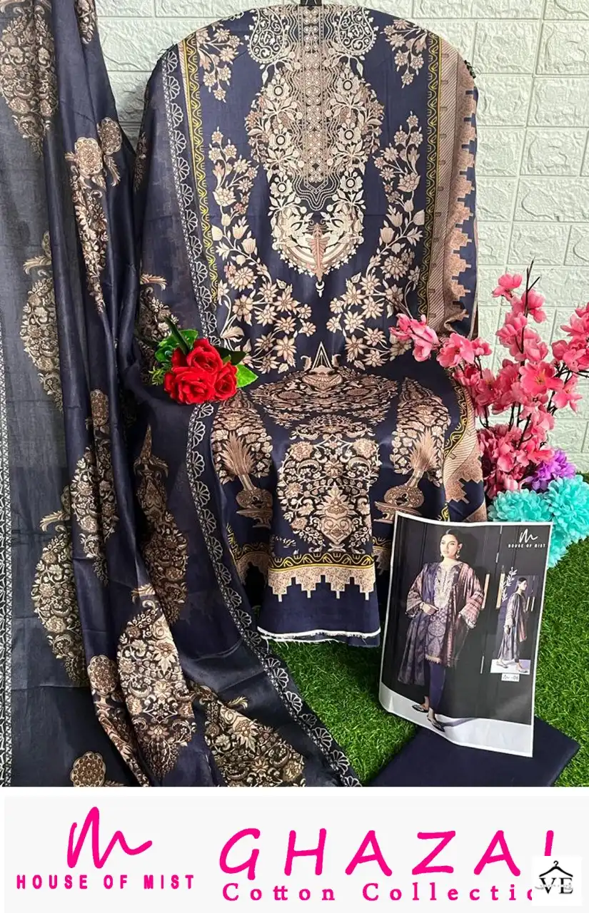 House Of Mist Ghazal Cotton Collection Pure Cotton Wholesale Pakistani Salwar Suit Catalog — Wholesale Salwar Suits, MPA wholesale from Surat - Gallery Image 7
