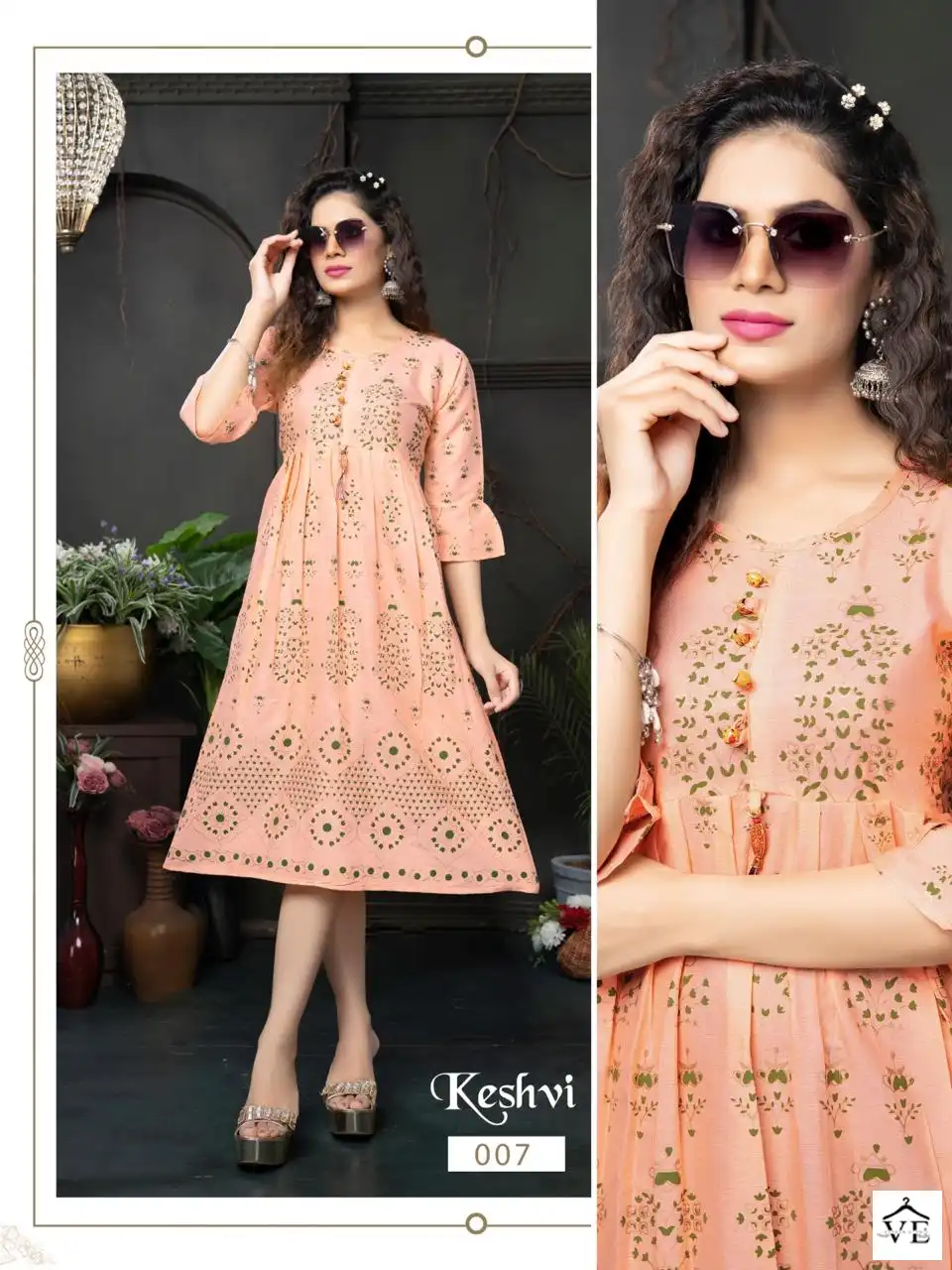 Vardan Ethnic Golden Keshvi Rayon Wholesale Long Kurtis Catalog — Wholesale Kurtis, MPA wholesale from Surat - Gallery Image 8