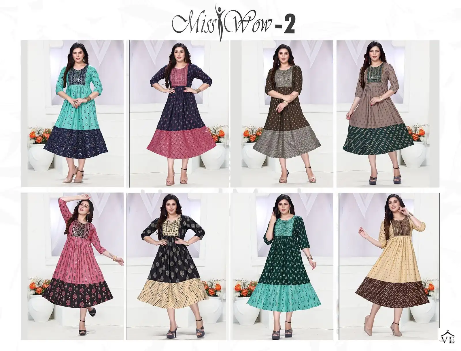 Vardan Ethnic Golden Miss Wow 2 Heavy Rayon 14 Kg Wholesale Long Kurtis Catalog — Wholesale Kurtis, MPA wholesale from Surat — view 9