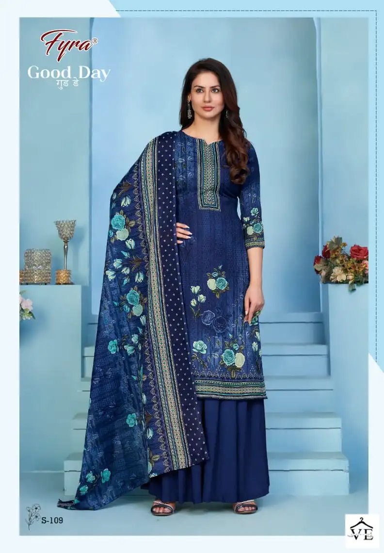 Fyra Good Day Vol 6 Cotton Wholesale Warovski Work Salwar Suit Catalog — Wholesale Salwar Suits, MPA wholesale from Surat — view 9