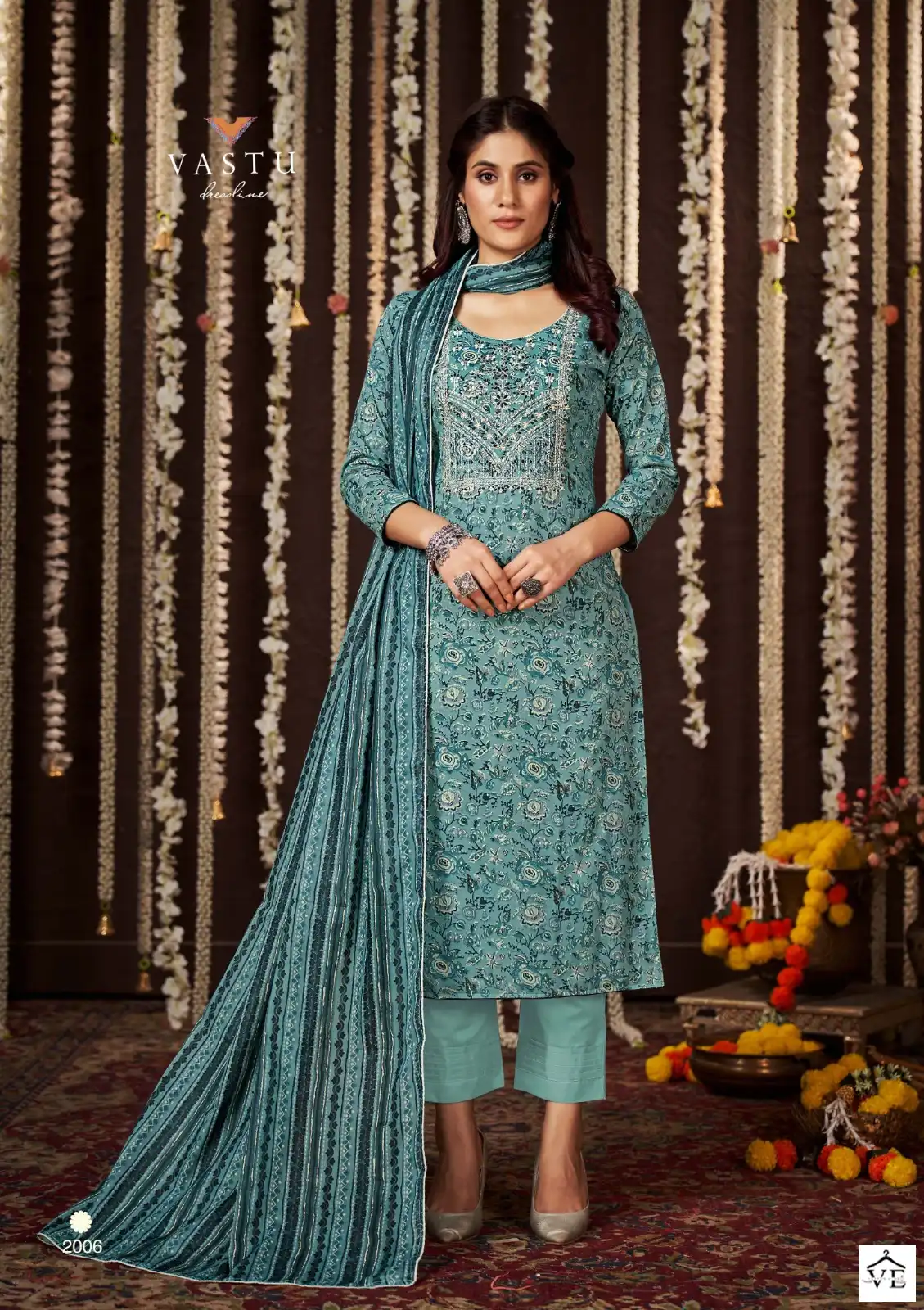 Vastu Tex Gulmohar Vol 1 Lawn Cotton Wholesale Fancy Work Salwar Suit Catalog — Wholesale Salwar Suits, MPA wholesale from Surat - Gallery Image 6