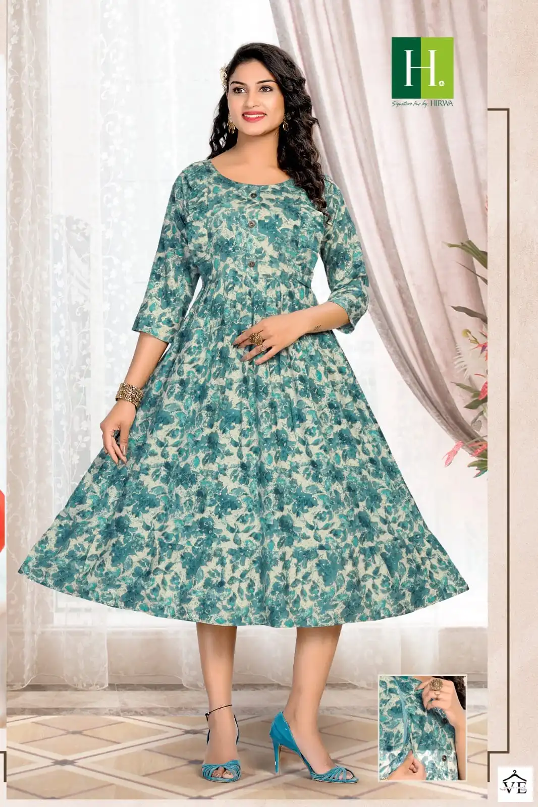 Hirwa Good News Heavy Rayon Wholesale Long Kurtis Catalog — Wholesale Kurtis, MPA wholesale from Surat - Gallery Image 4